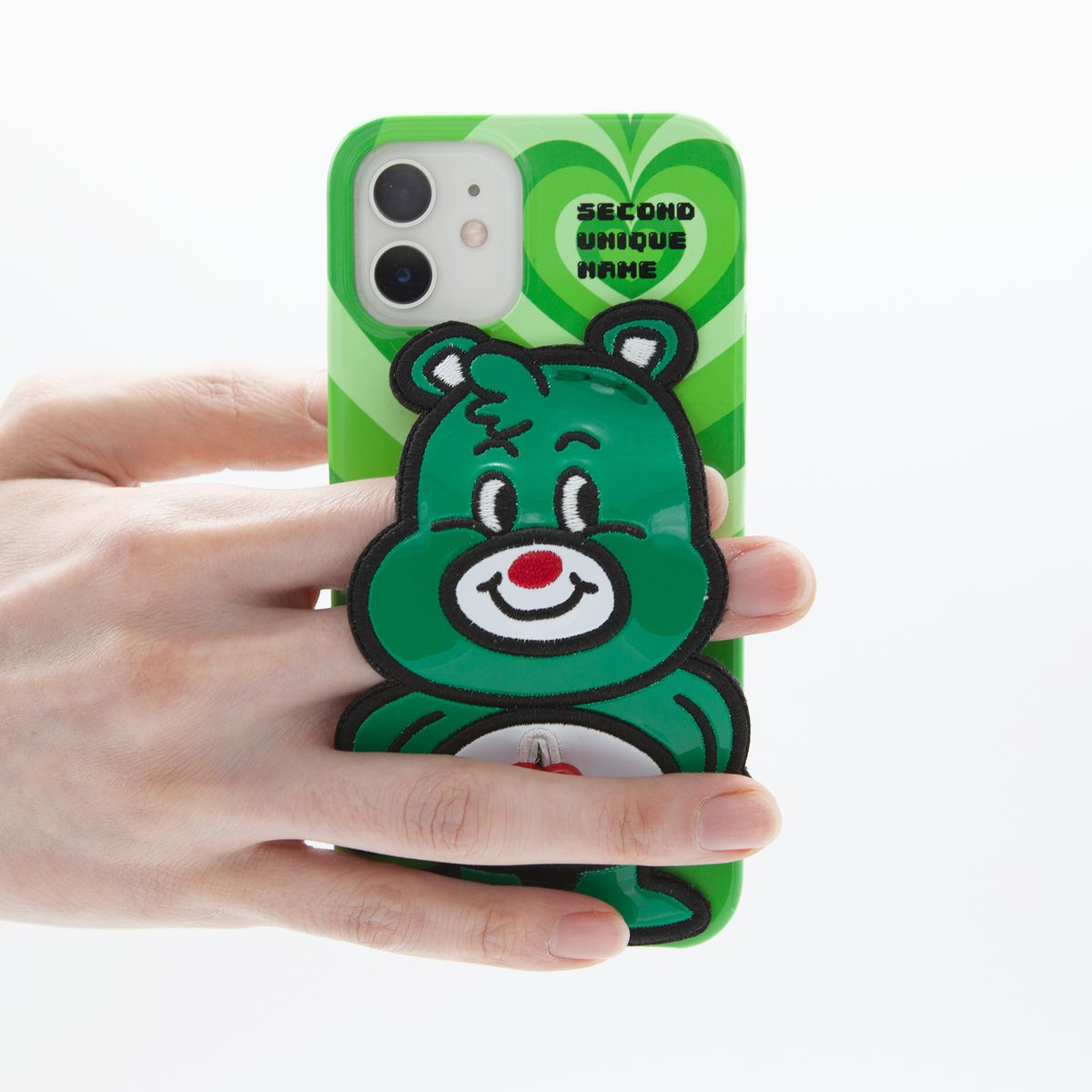 세컨드유니크네임(SECOND UNIQUE NAME) SUN CASE ENAMEL HEART BEAR GREEN