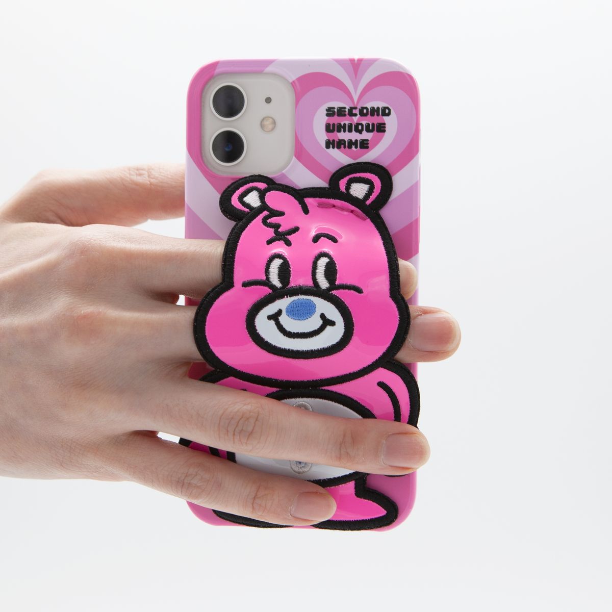 세컨드유니크네임(SECOND UNIQUE NAME) SUN CASE ENAMEL HEART BEAR PINK