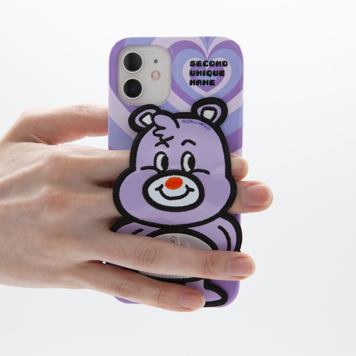 세컨드유니크네임(SECOND UNIQUE NAME) SUN CASE ENAMEL HEART BEAR PURPLE