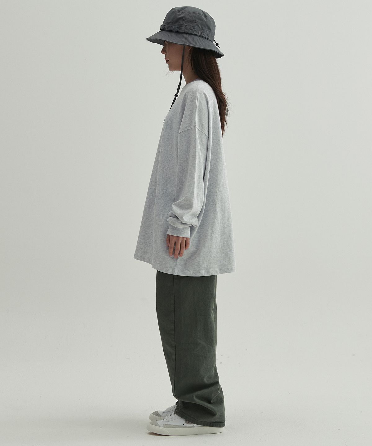 플로피엔디스크(FLOPPY&DISK) 노스텔지어 로고 롱슬리브 _ 멜란지
