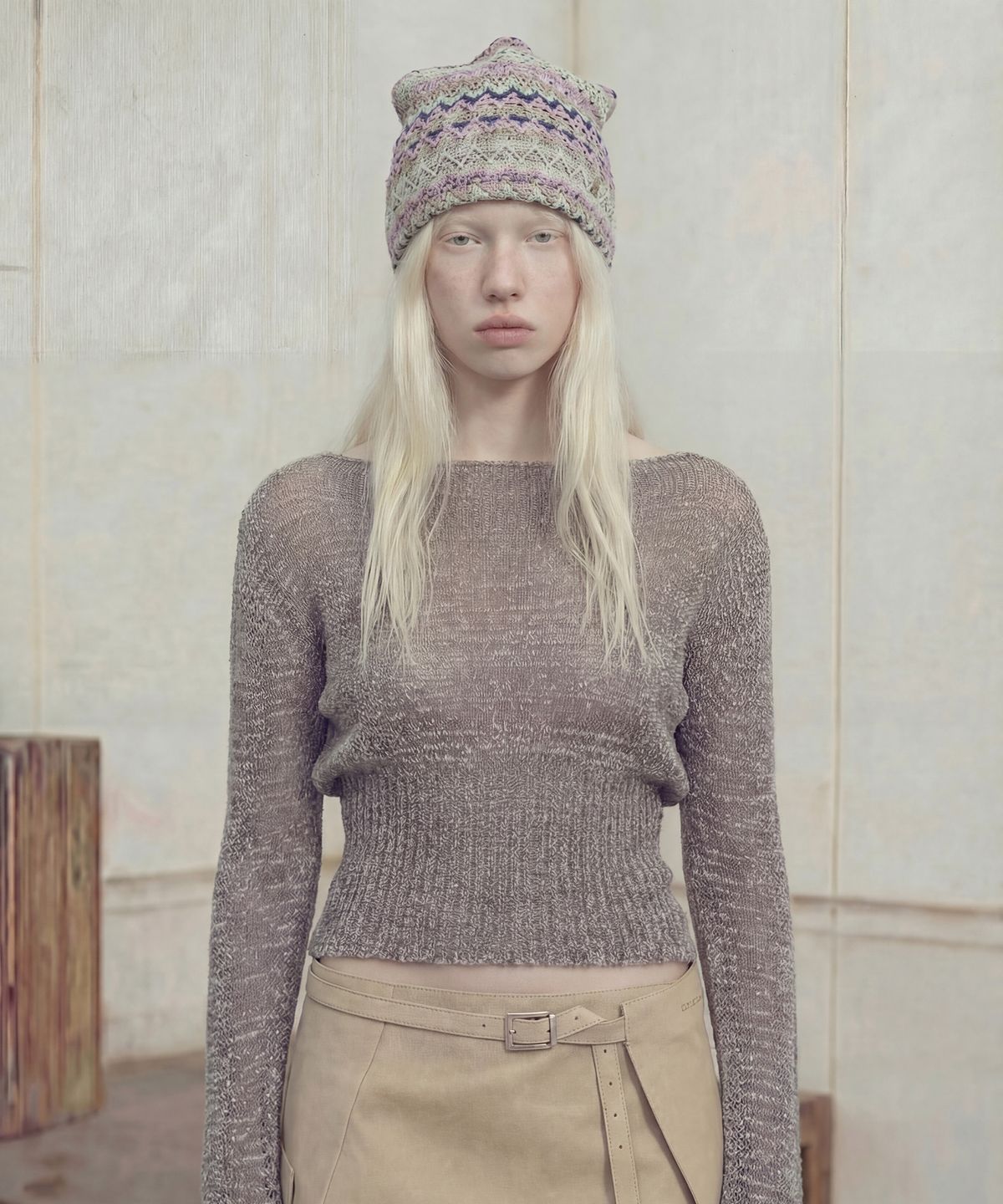 언더컨트롤 스튜디오(UNDERCONTROL STUDIO) 여름 롱비니 SQUARE NET BEANIE / C ORIENTAL / MIX LAVENDER