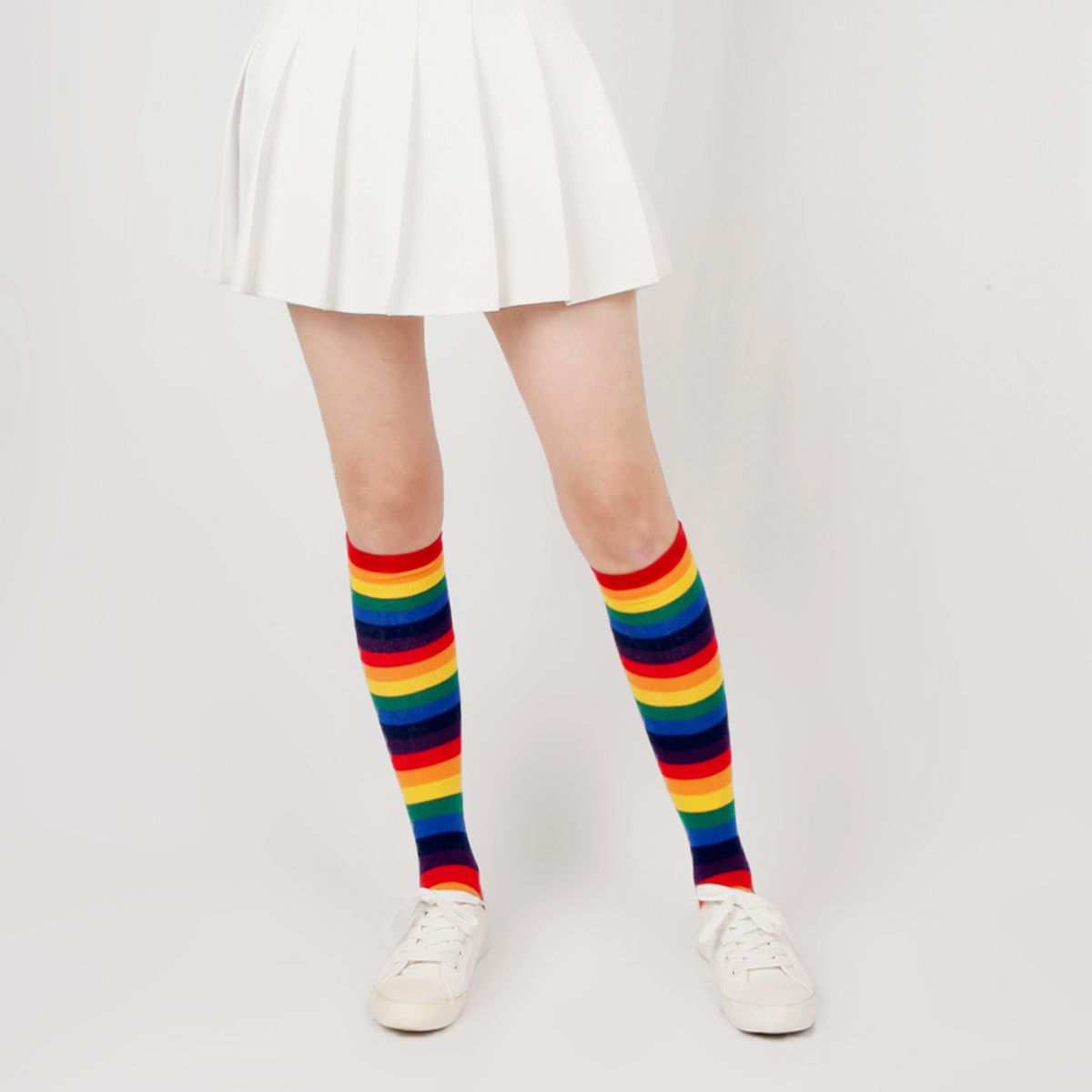 삭스에이(SOCKSA) 베이직 200N 레인보우 무지개 니삭스
