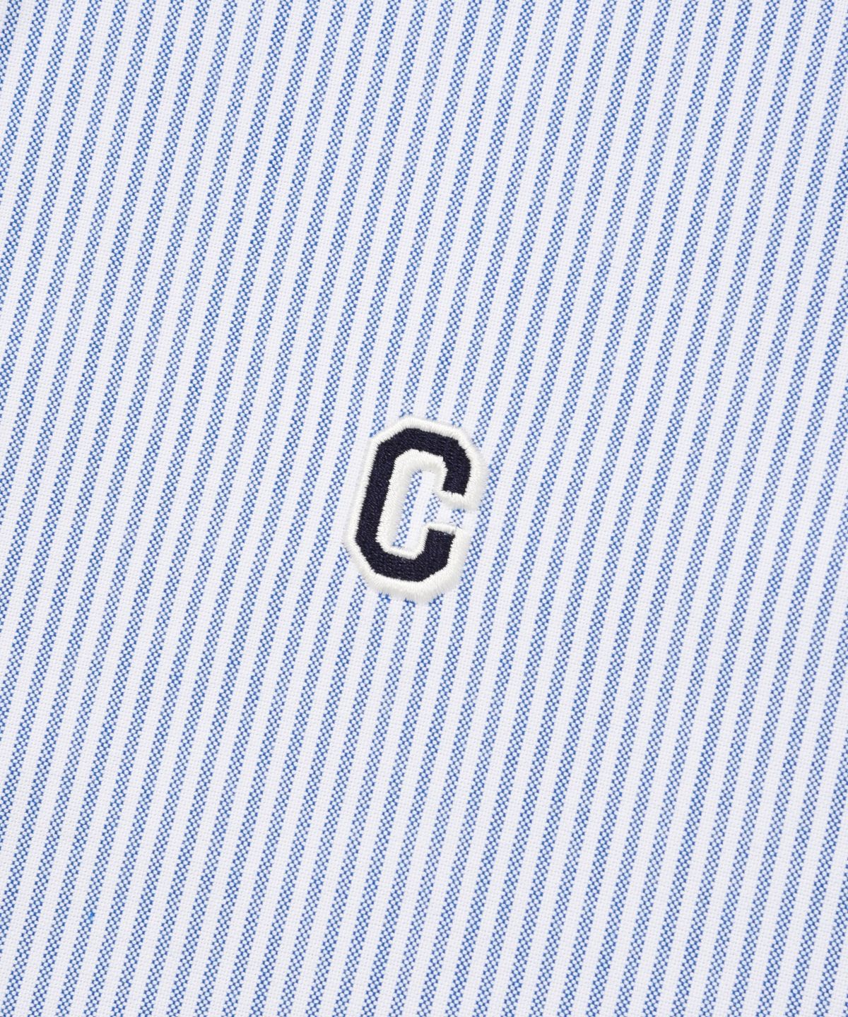커버낫(COVERNAT) C 로고 옥스포드 스트라이프 하프 셔츠 라이트 블루