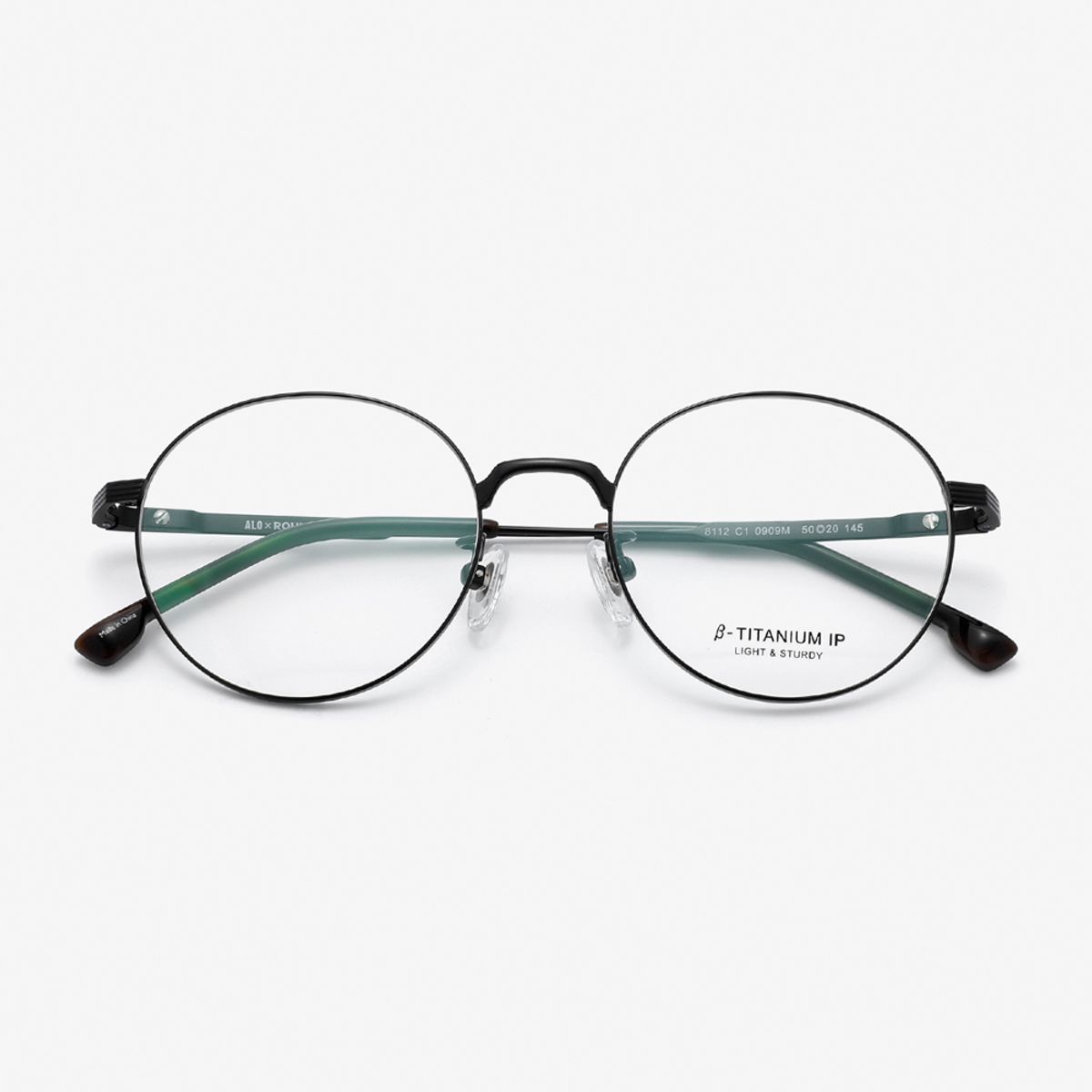 알로아이웨어(ALO EYEWEAR) [ALOXROUNZ] 베타티타늄 라운드 안경테 ARA8112 C1 매트블랙