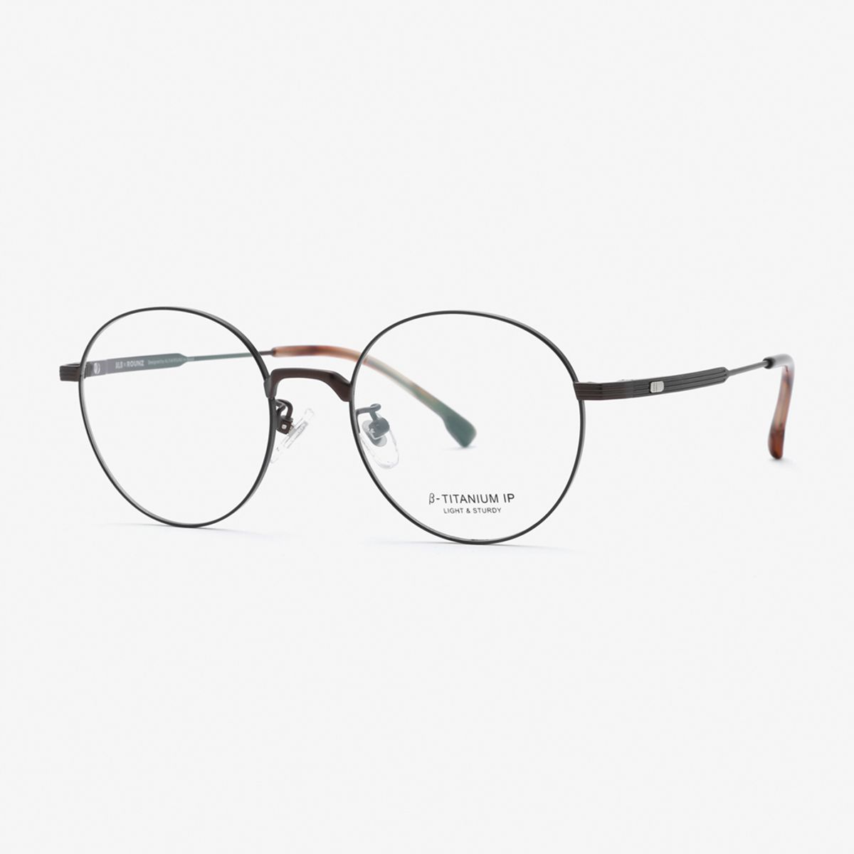 알로아이웨어(ALO EYEWEAR) [ALOXROUNZ] 베타티타늄 라운드 안경테 ARA8112 C2 블랙/브라운