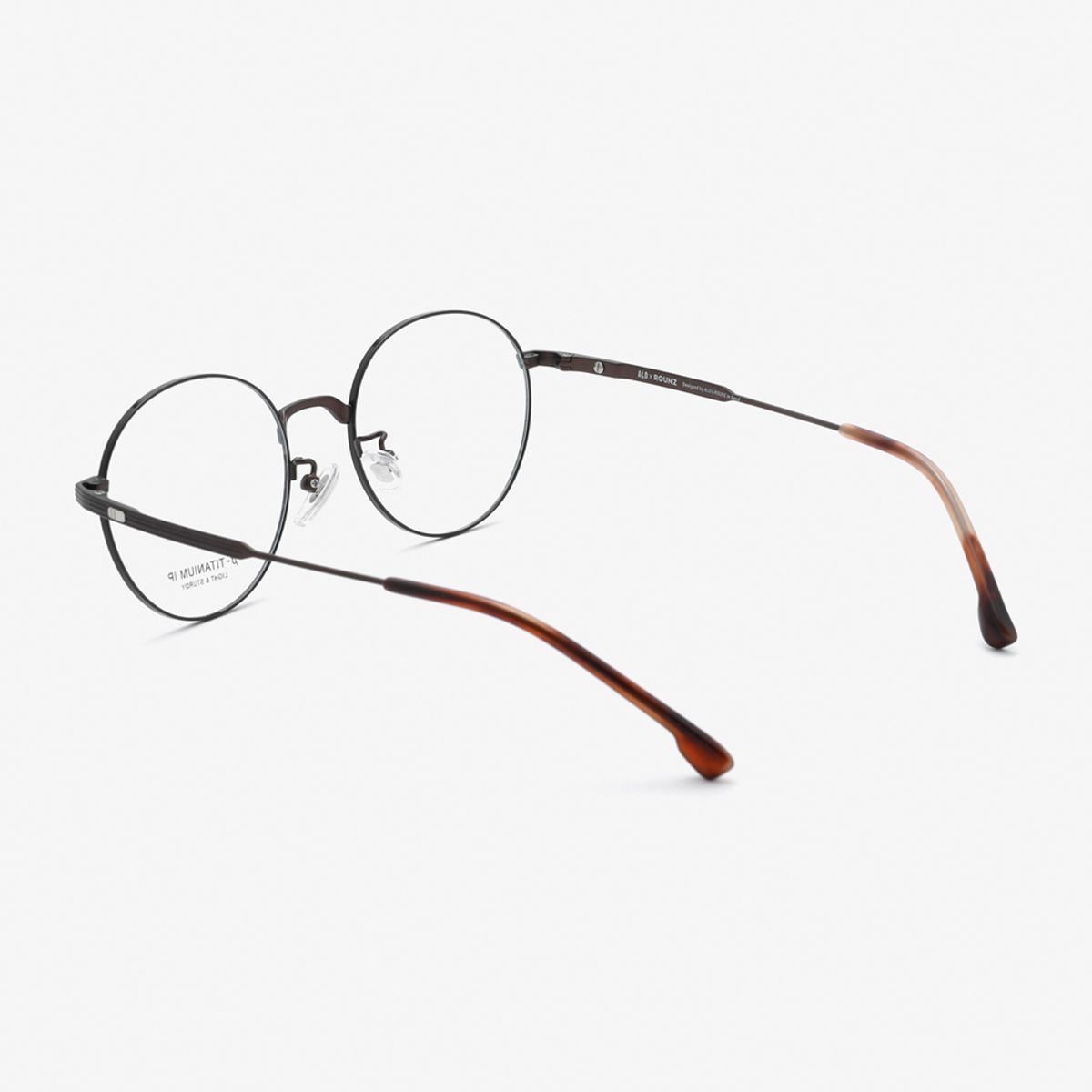 알로아이웨어(ALO EYEWEAR) [ALOXROUNZ] 베타티타늄 라운드 안경테 ARA8112 C2 블랙/브라운