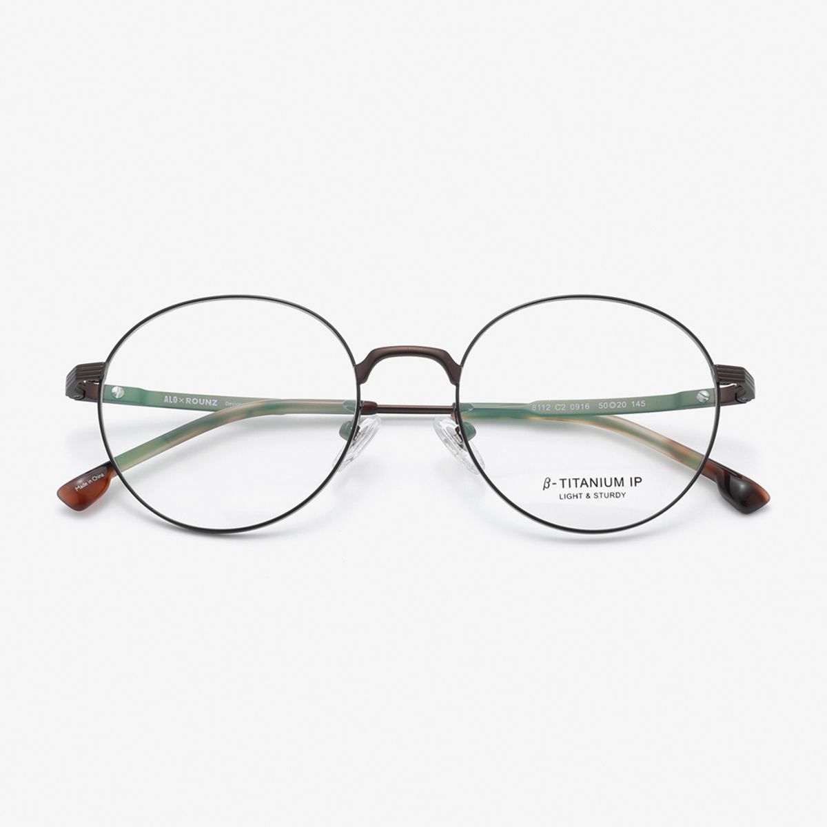 알로아이웨어(ALO EYEWEAR) [ALOXROUNZ] 베타티타늄 라운드 안경테 ARA8112 C2 블랙/브라운
