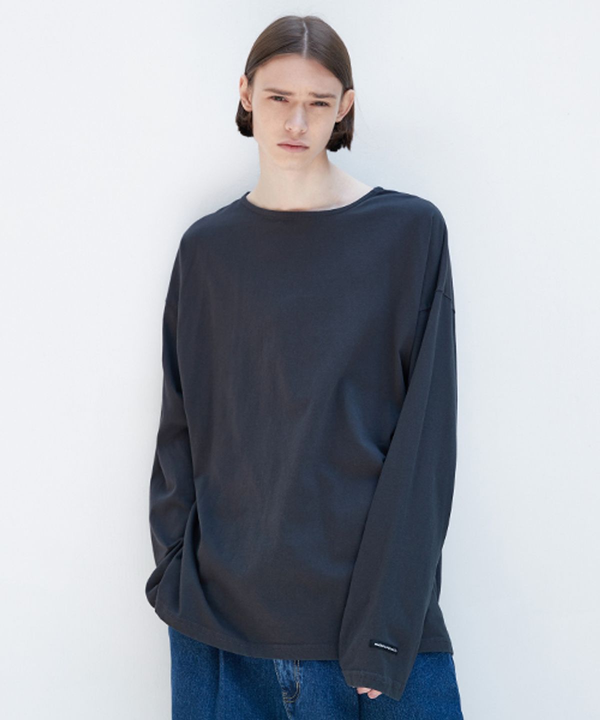 미니멀프로젝트(MINIMALPROJECT) 보트 넥 긴팔 티셔츠 MLT112 [DARK GRAY]