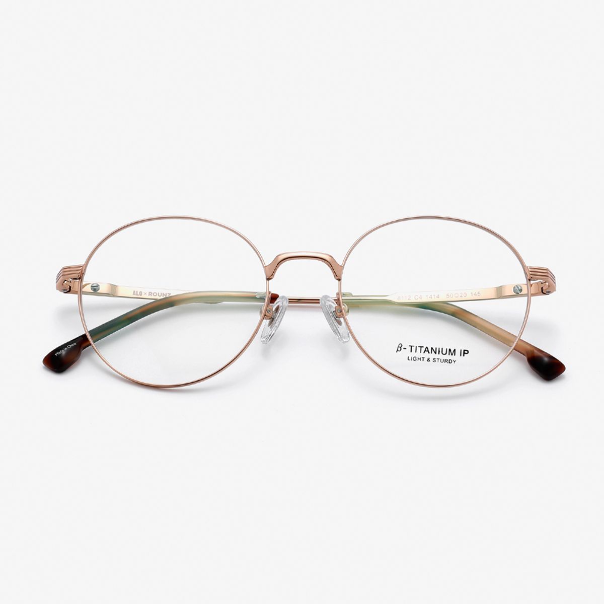 알로아이웨어(ALO EYEWEAR) [ALOXROUNZ] 베타티타늄 라운드 안경테 ARA8112 C4 로즈골드