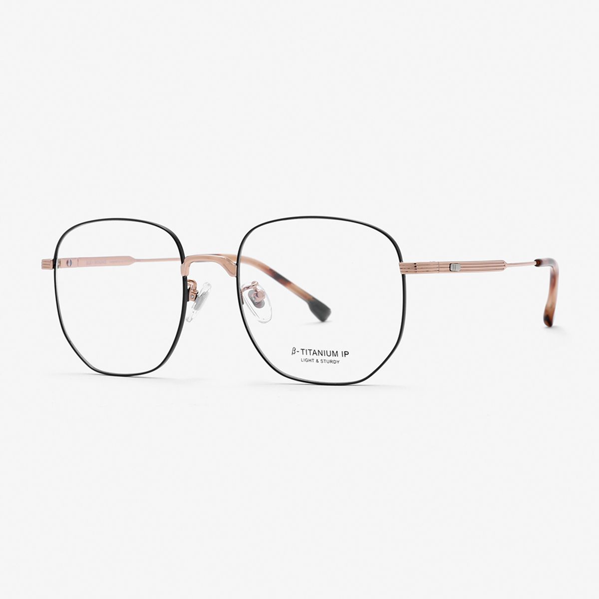 알로아이웨어(ALO EYEWEAR) [ALOXROUNZ] 오버사이즈 스퀘어 베타티타늄 안경테 ARA8113 C2 블랙/골드