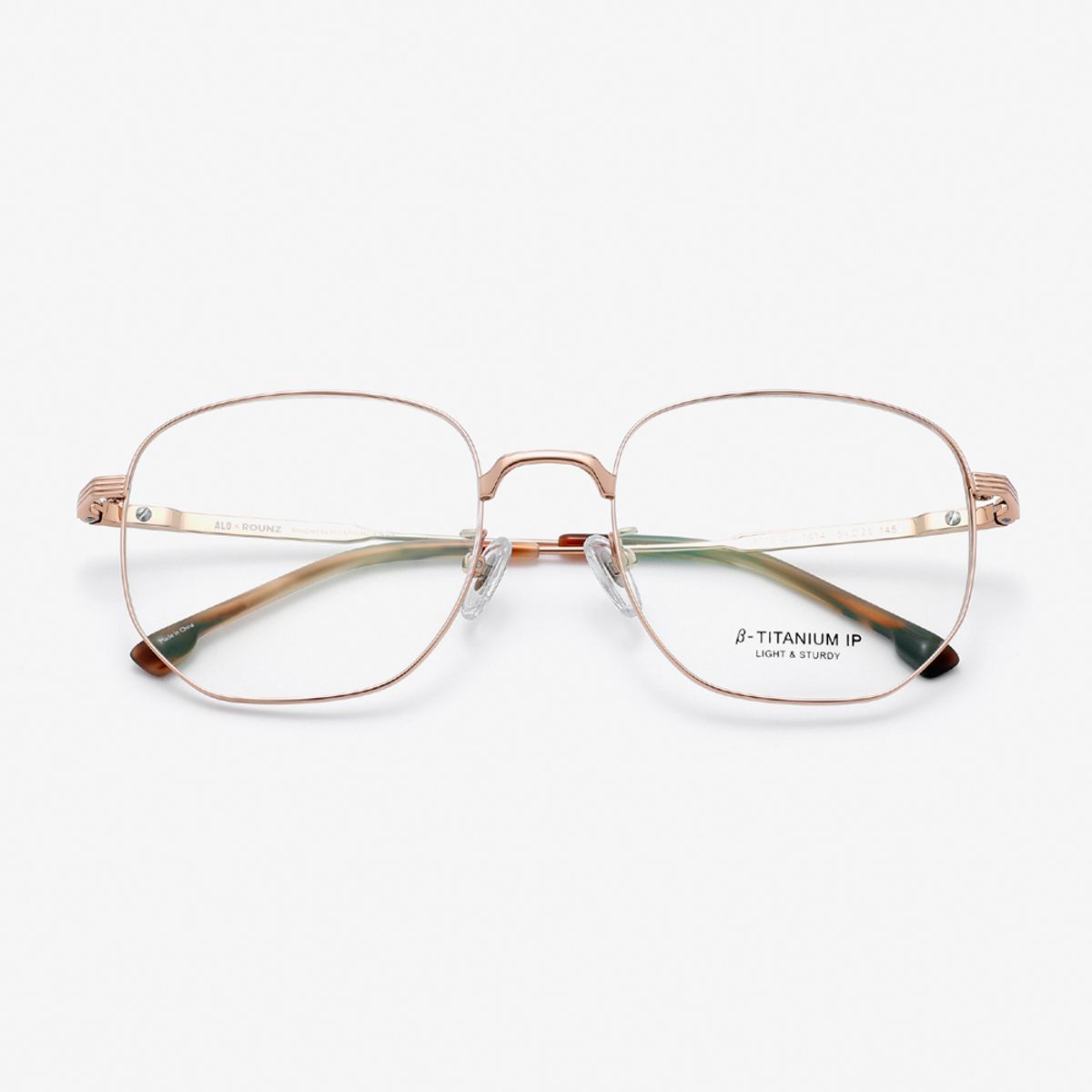 알로아이웨어(ALO EYEWEAR) [ALOXROUNZ] 오버사이즈 스퀘어 베타티타늄 안경테 ARA8113 C3 골드