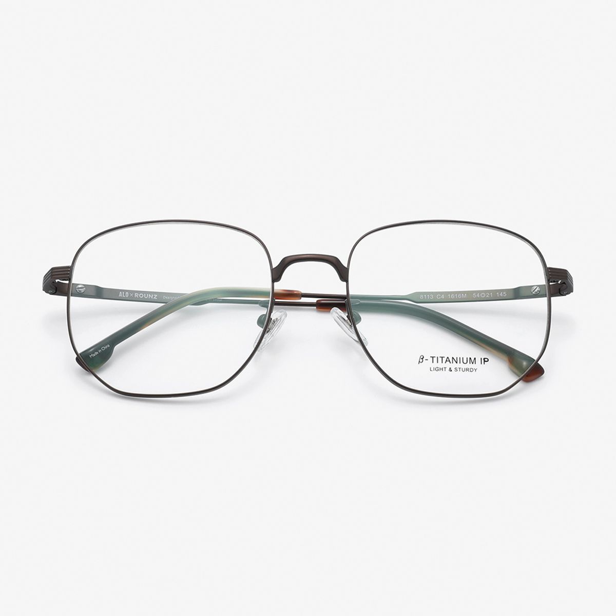 알로아이웨어(ALO EYEWEAR) [ALOXROUNZ] 오버사이즈 스퀘어 베타티타늄 안경테 ARA8113 C4 브라운