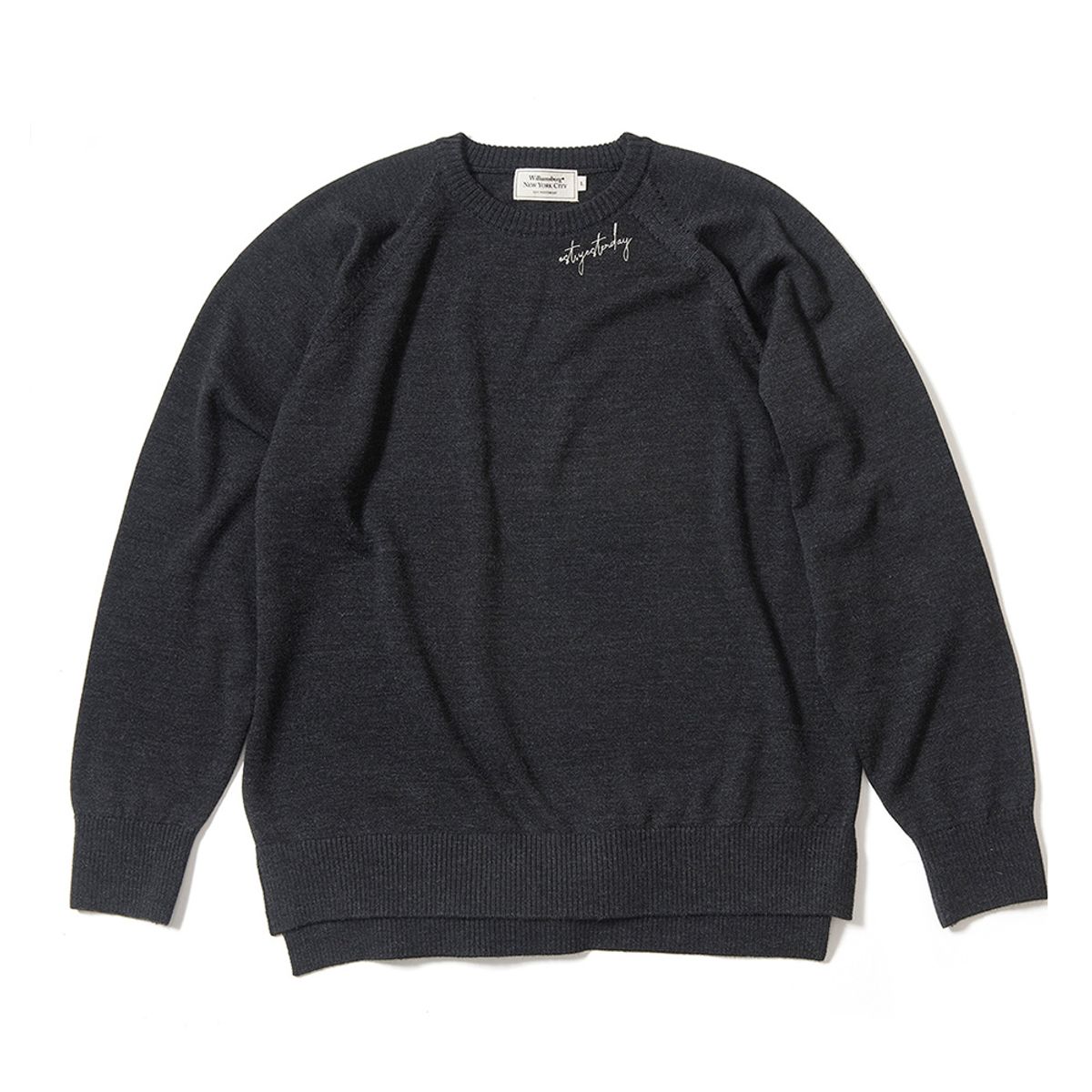 윌리엄스버그 뉴욕시티(WILLIAMSBURG NEWYORK CITY) [Essential] Wool Blended Unblance Round Knit_Charcoal