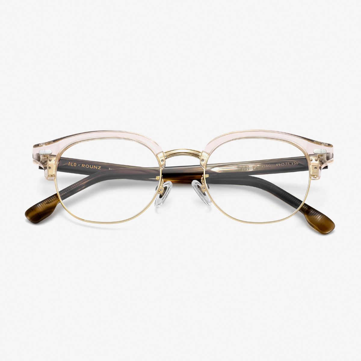 알로아이웨어(ALO EYEWEAR) [ALOXROUNZ] 클래시카 하금 안경테 ARA9101 C3 피치/로즈골드