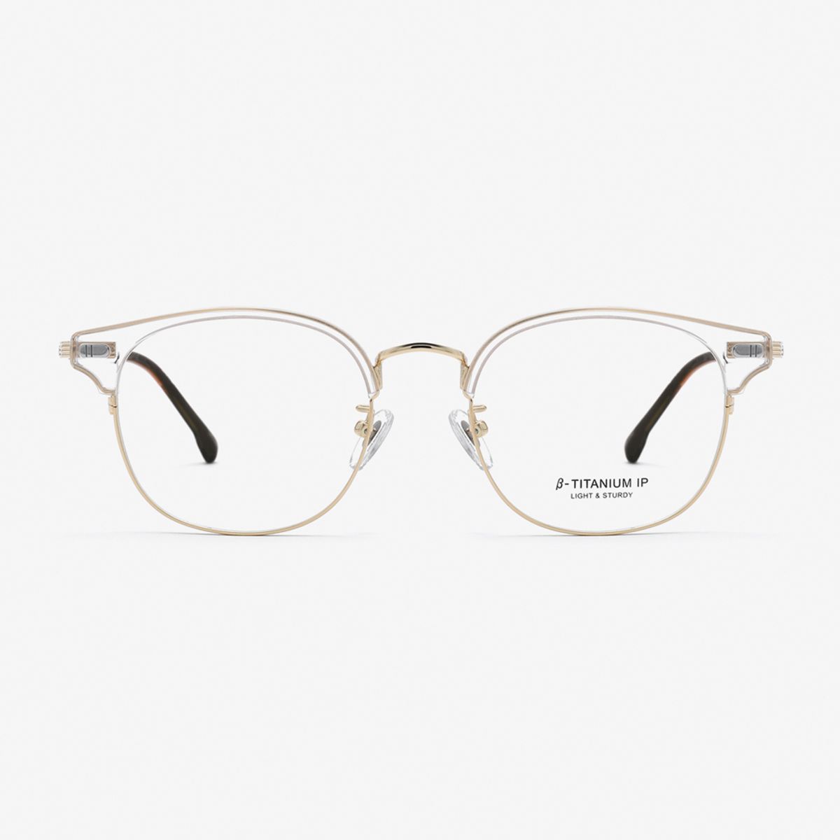 알로아이웨어(ALO EYEWEAR) [ALOXROUNZ] 오버실루엣 하금 안경테 ARA9103 C4 투명클리어/골드