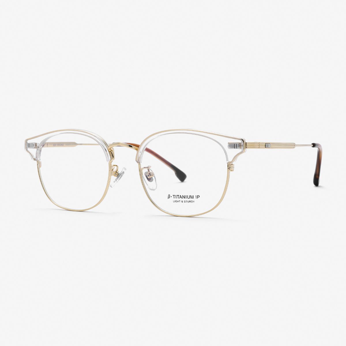 알로아이웨어(ALO EYEWEAR) [ALOXROUNZ] 오버실루엣 하금 안경테 ARA9103 C4 투명클리어/골드