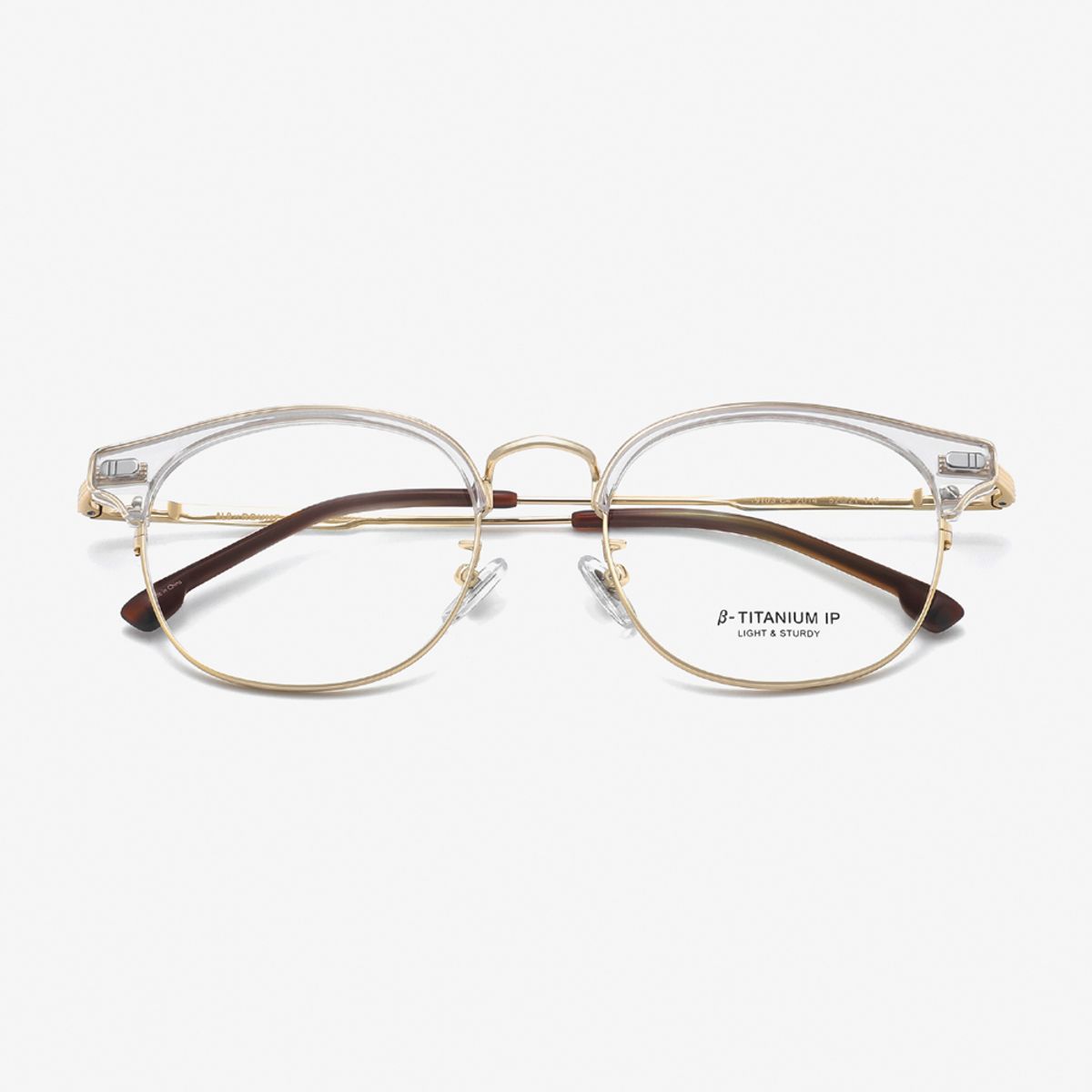 알로아이웨어(ALO EYEWEAR) [ALOXROUNZ] 오버실루엣 하금 안경테 ARA9103 C4 투명클리어/골드