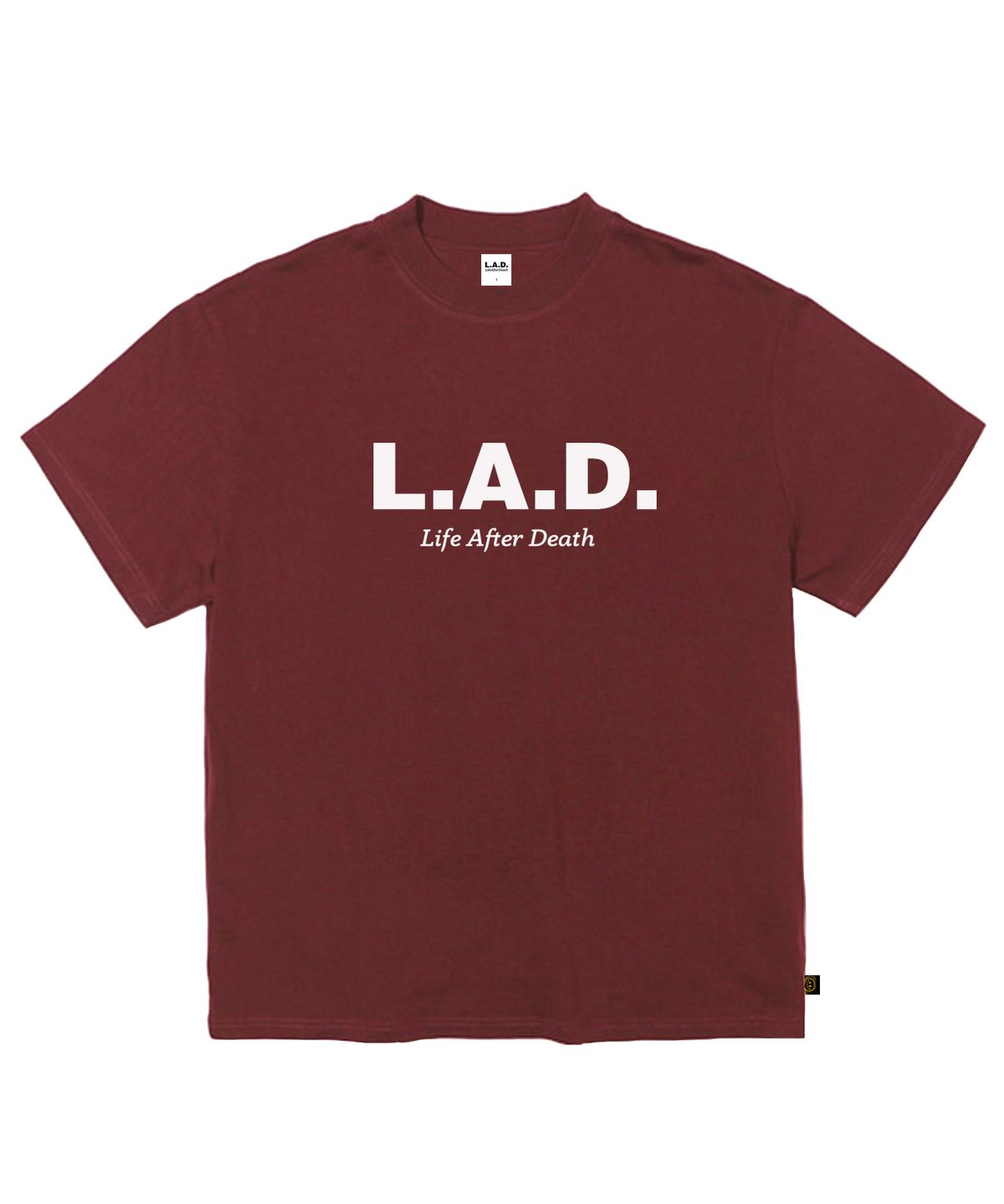 라드(LAD) LAD401 OG 로고 헤비웨이트 반팔 - 버건디