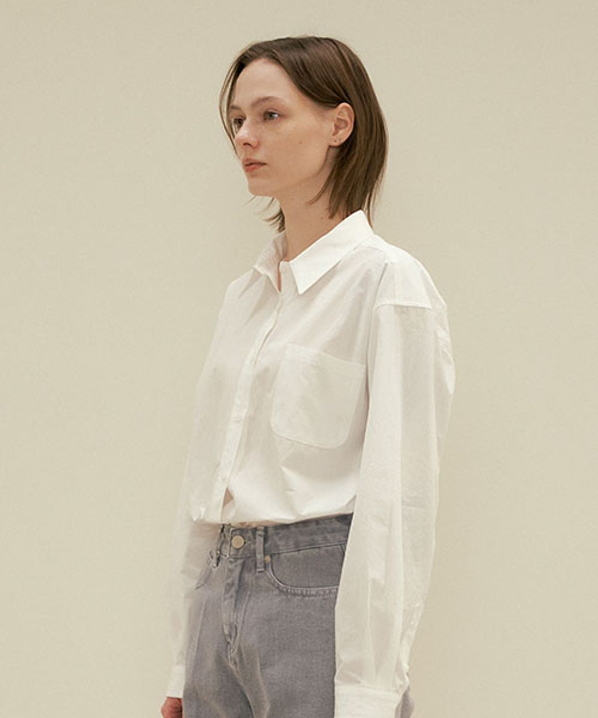링서울(LINGSEOUL) pocket bio poplin shirt-ivory