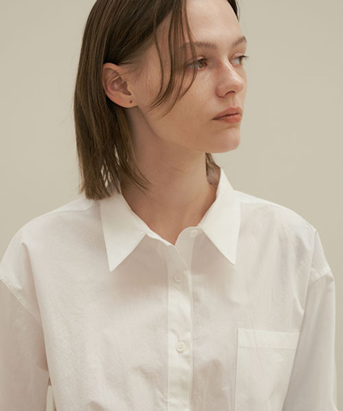 링서울(LINGSEOUL) pocket bio poplin shirt-ivory