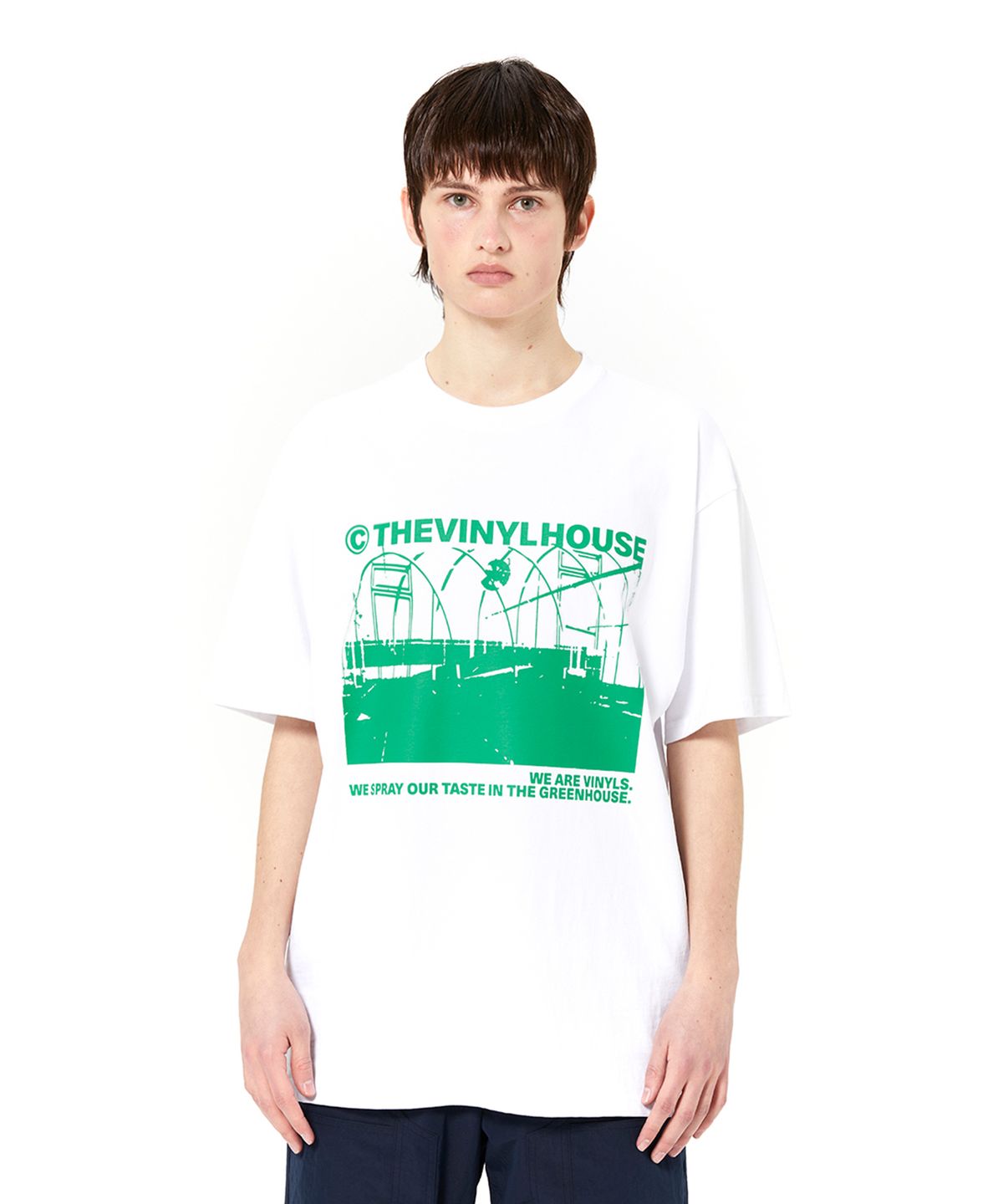 더바이닐하우스(THEVINYLHOUSE) GREENHOUSE TEE WHITE (VH2DSUT518A)
