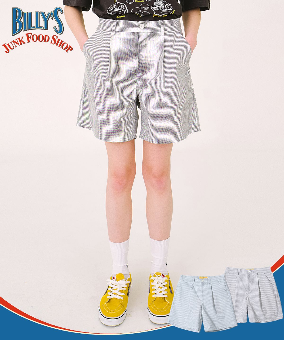 메인부스(MAINBOOTH) Billys Oversized Stripe Shorts(GRAY)
