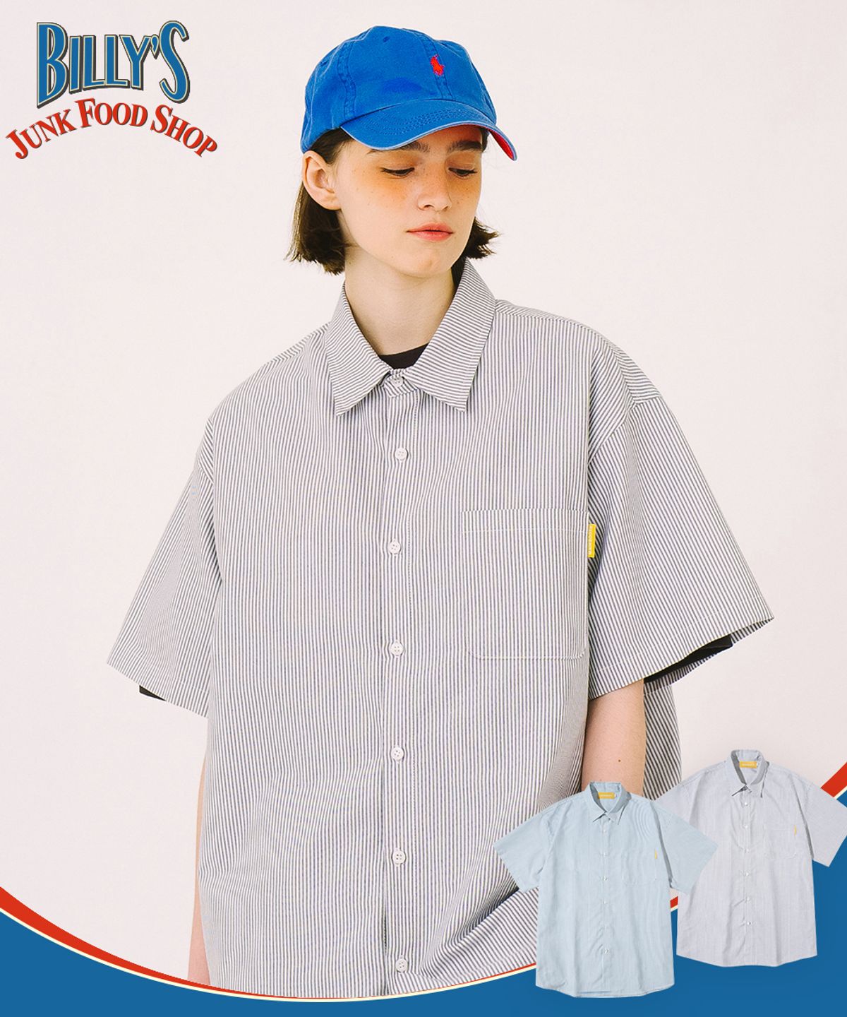 메인부스(MAINBOOTH) Billys Oversized Stripe Shirts(GRAY)