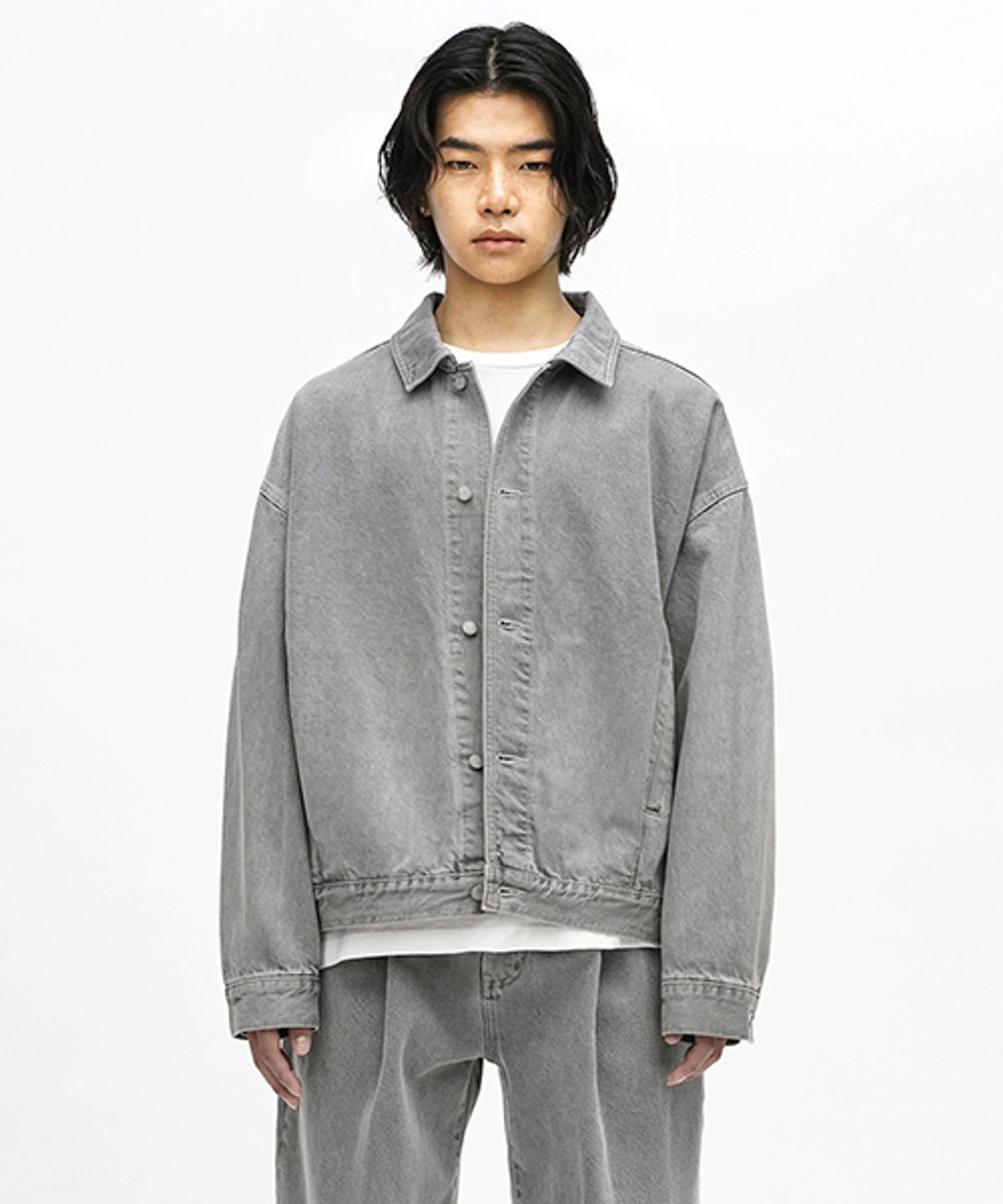 에러스익셉티드(ERRORS EXCEPTED) JK01 플리츠 데님자켓 (Gray)