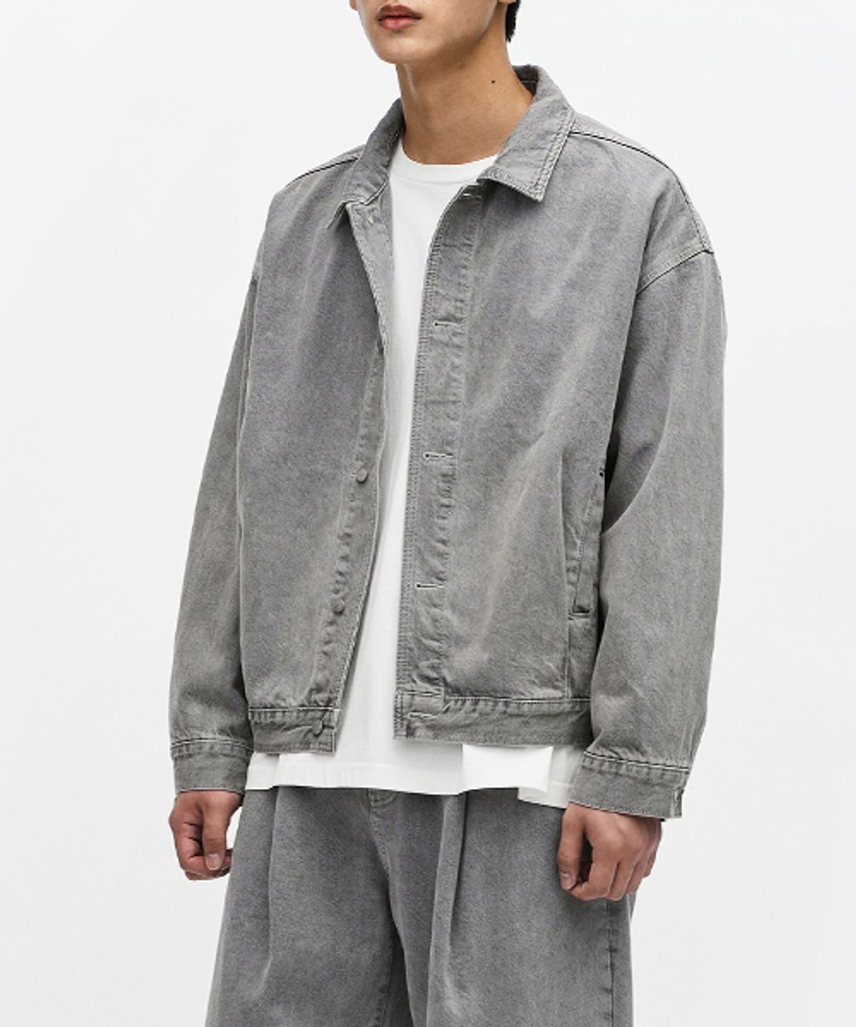 에러스익셉티드(ERRORS EXCEPTED) JK01 플리츠 데님자켓 (Gray)