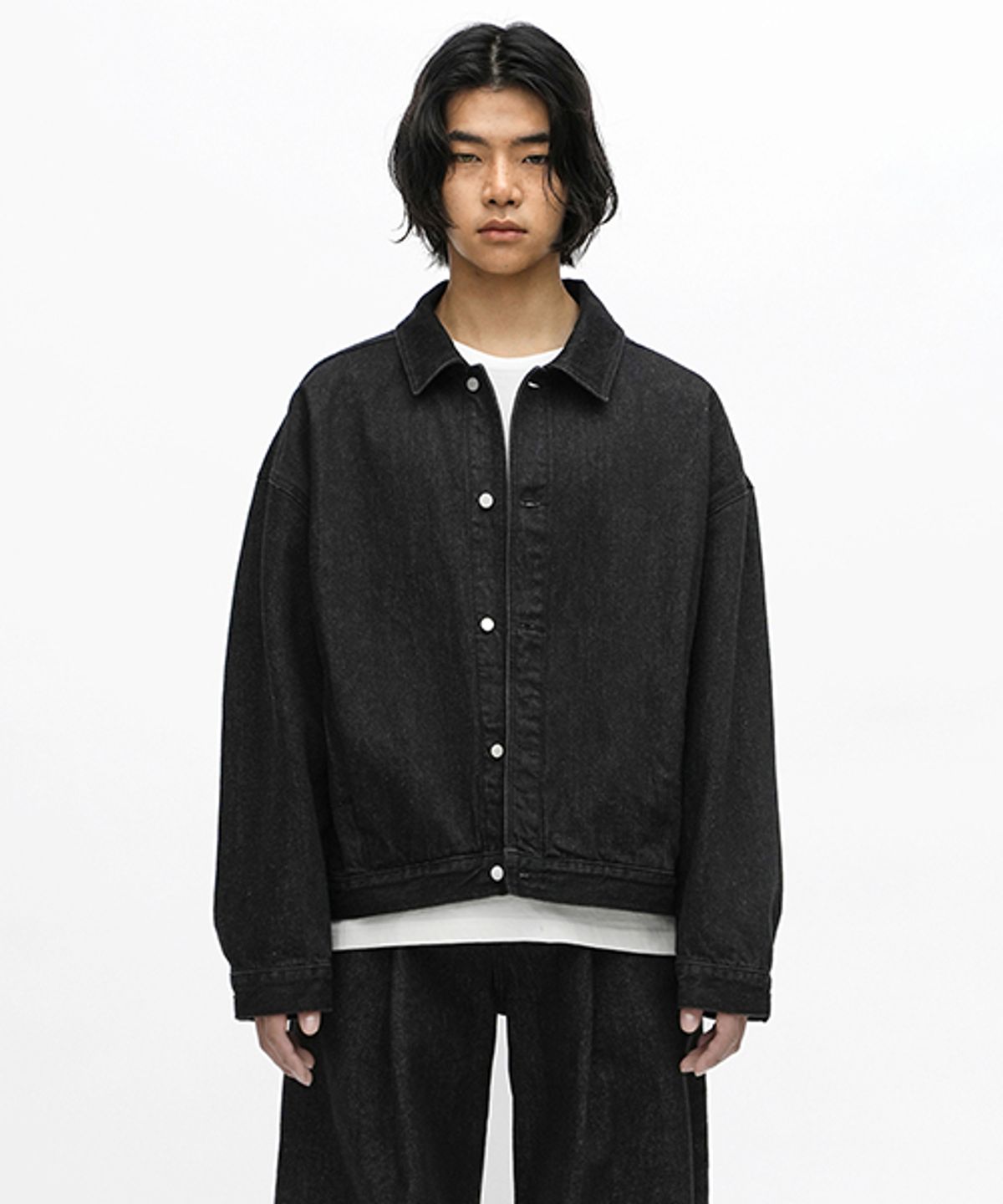 에러스익셉티드(ERRORS EXCEPTED) EE08 플리츠 데님자켓 (Black)