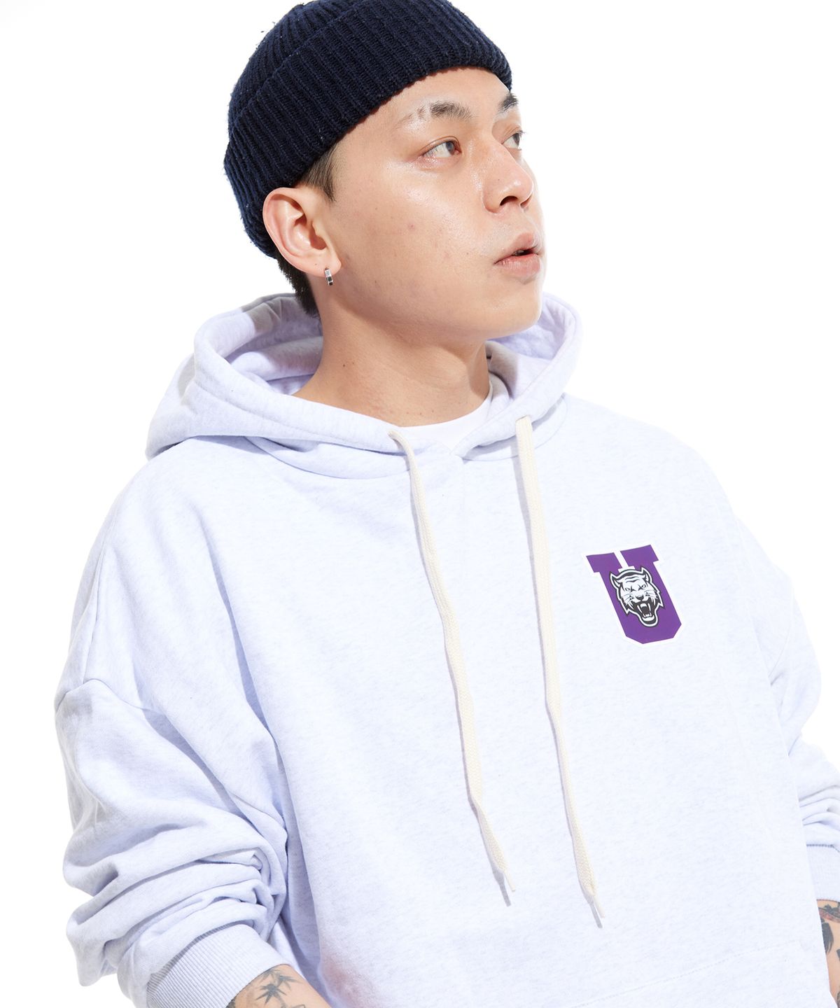 스터프(STUFF) 유 로고 후드티 라이트 그레이
