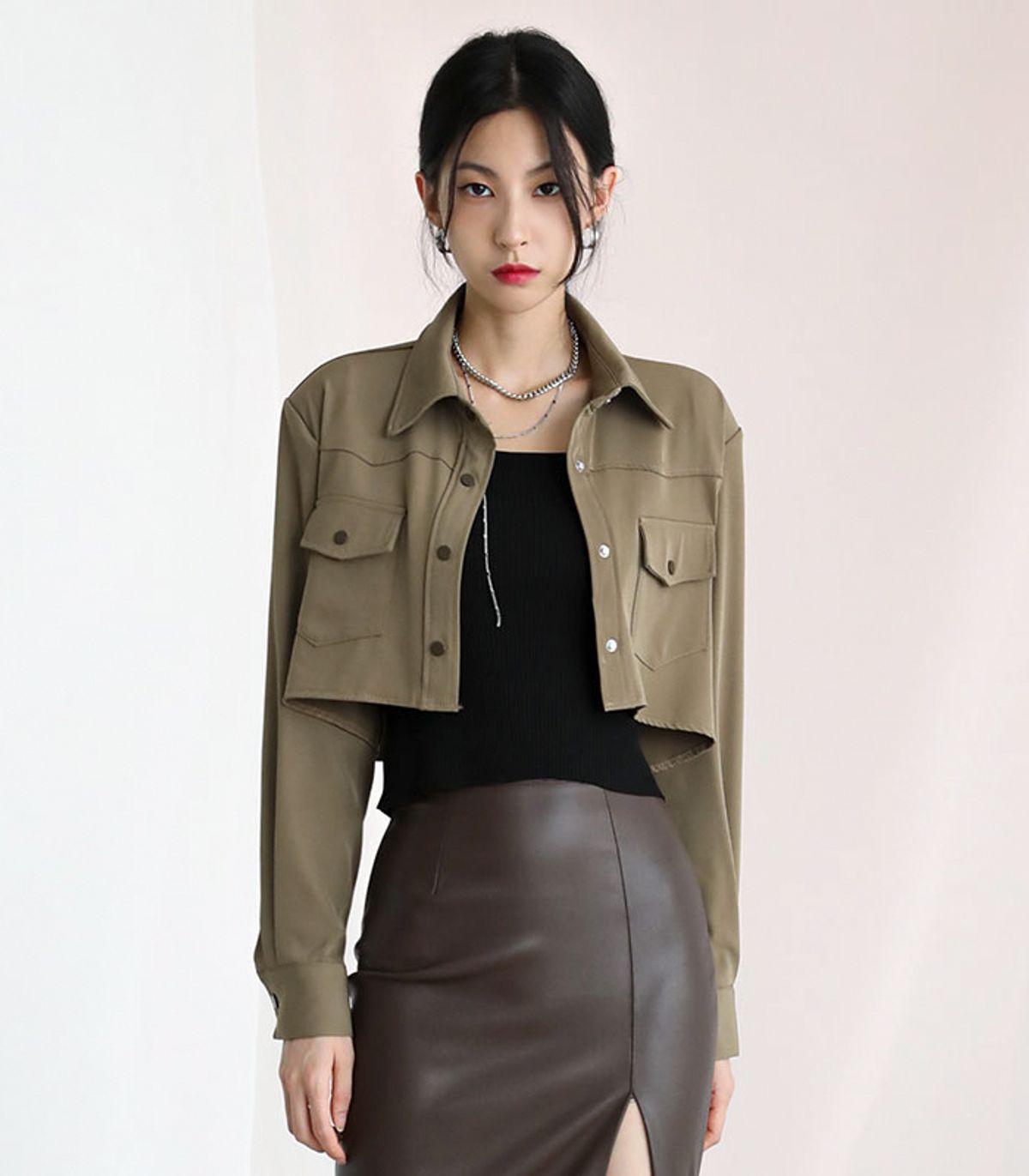 어반드레스(AVANDRESS) Arena pocket crop shirt - 3COL