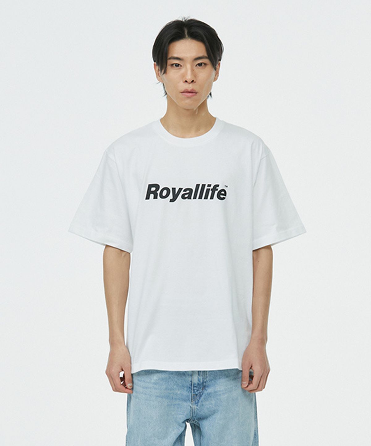 로얄라이프(ROYALLIFE) RL1010 오리지널 로고 반팔티 - 화이트 블랙