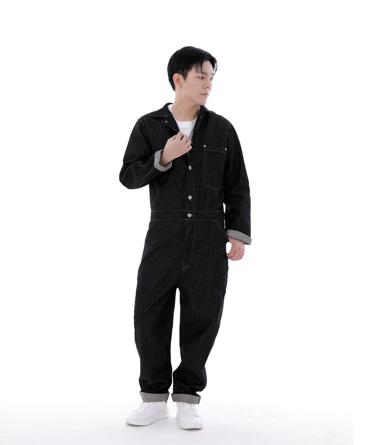 세인트크루(SAINTCREW) 시티보이 버튼 점프슈트 CBB-507 데님블랙