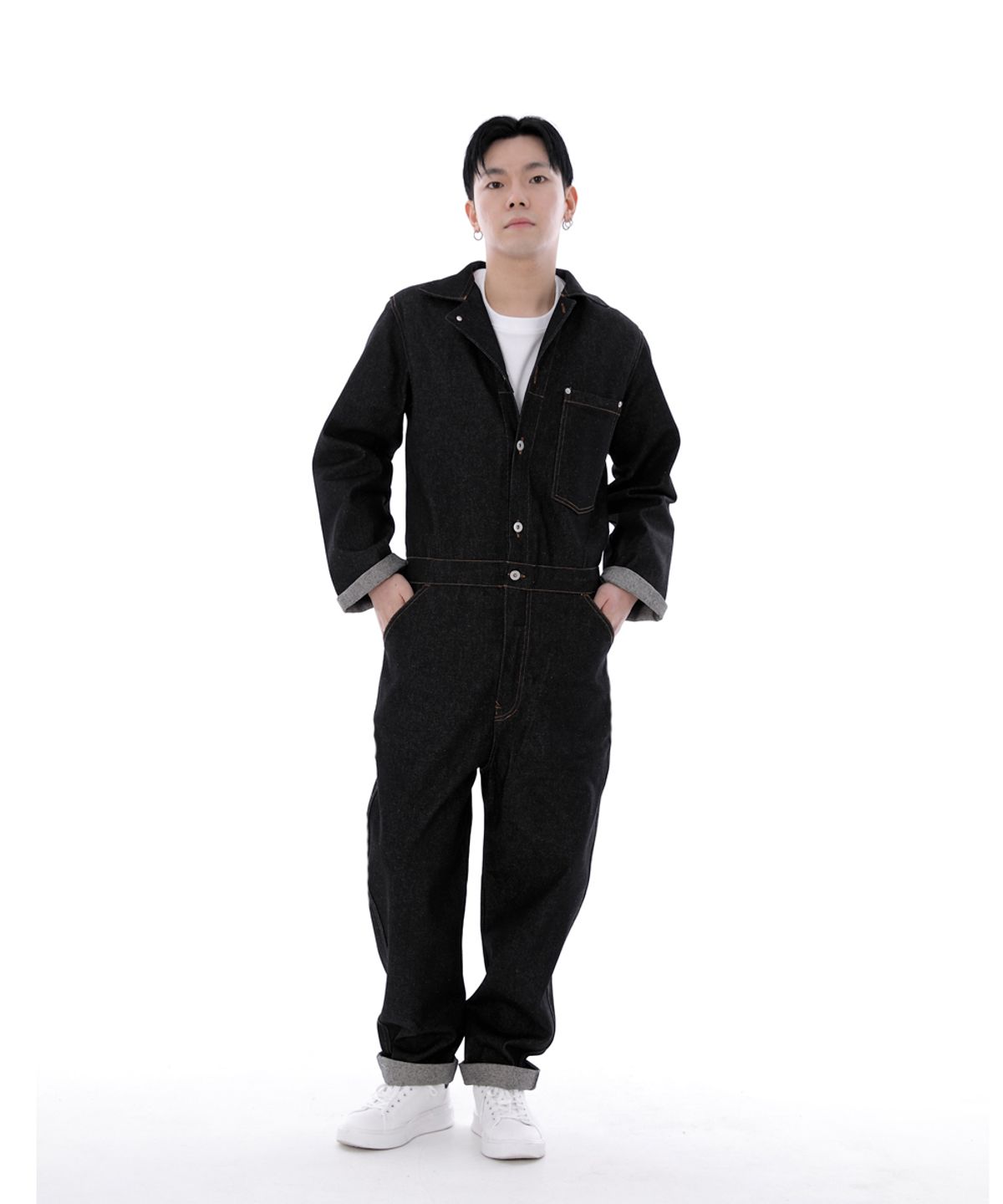 세인트크루(SAINTCREW) 시티보이 버튼 점프슈트 CBB-507 데님블랙