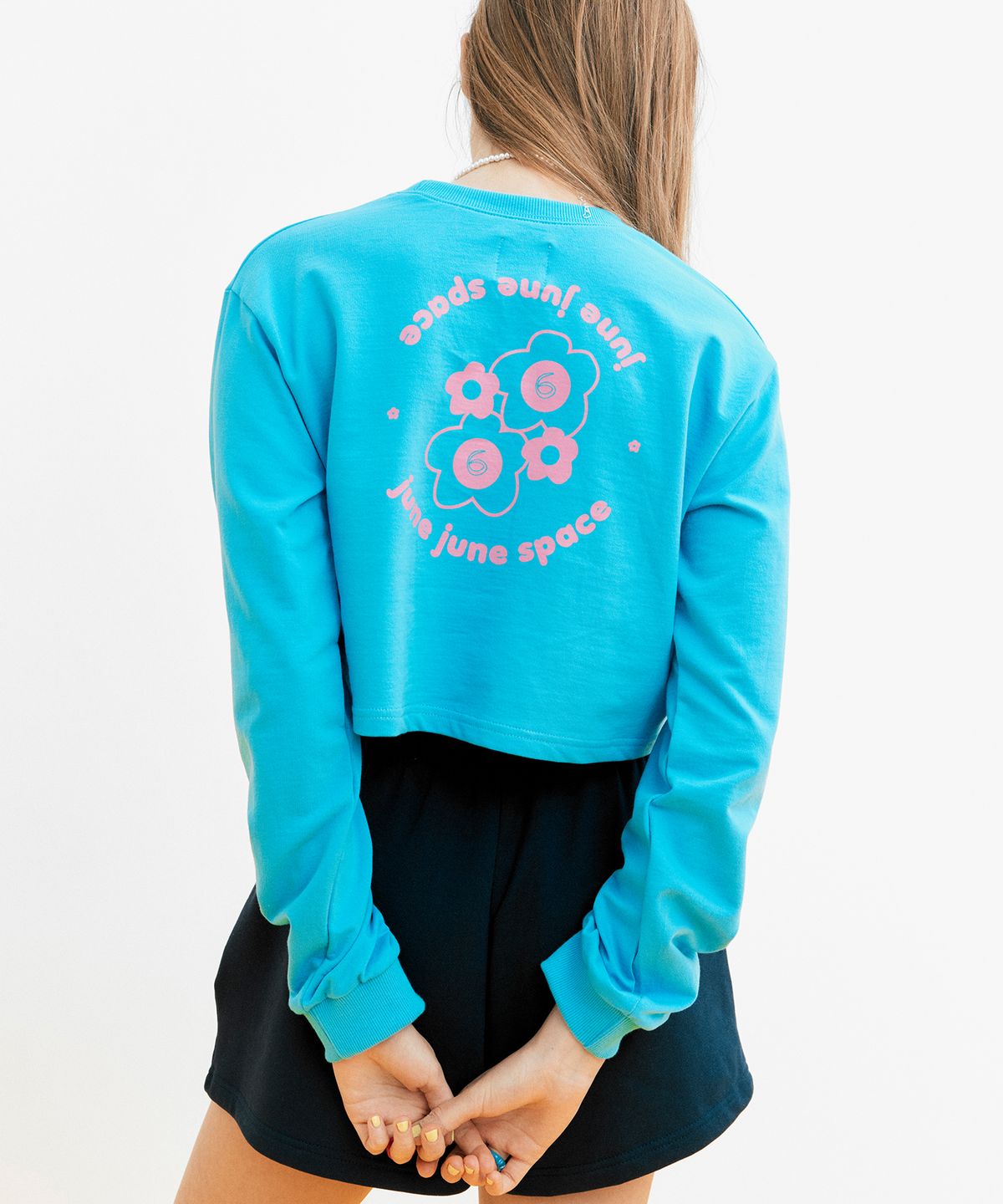 준준스페이스(JUNEJUNE SPACE) Crop Sweat-shirt_Blue(크롭 스웻셔츠-블루)