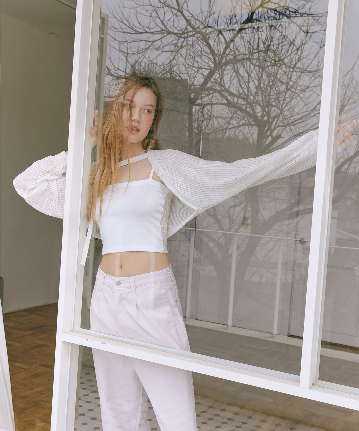 에트몽(ETMON) Strap Bolero Cardigan  Ivory