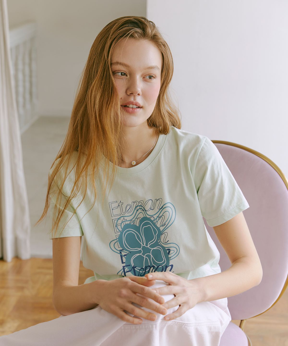 에트몽(ETMON) Marble Flower T-shirt  Mint