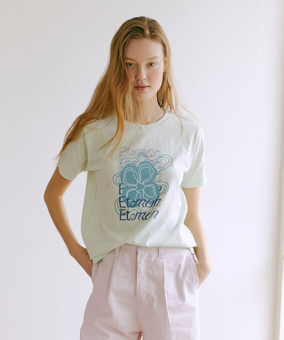 에트몽(ETMON) Marble Flower T-shirt  Mint