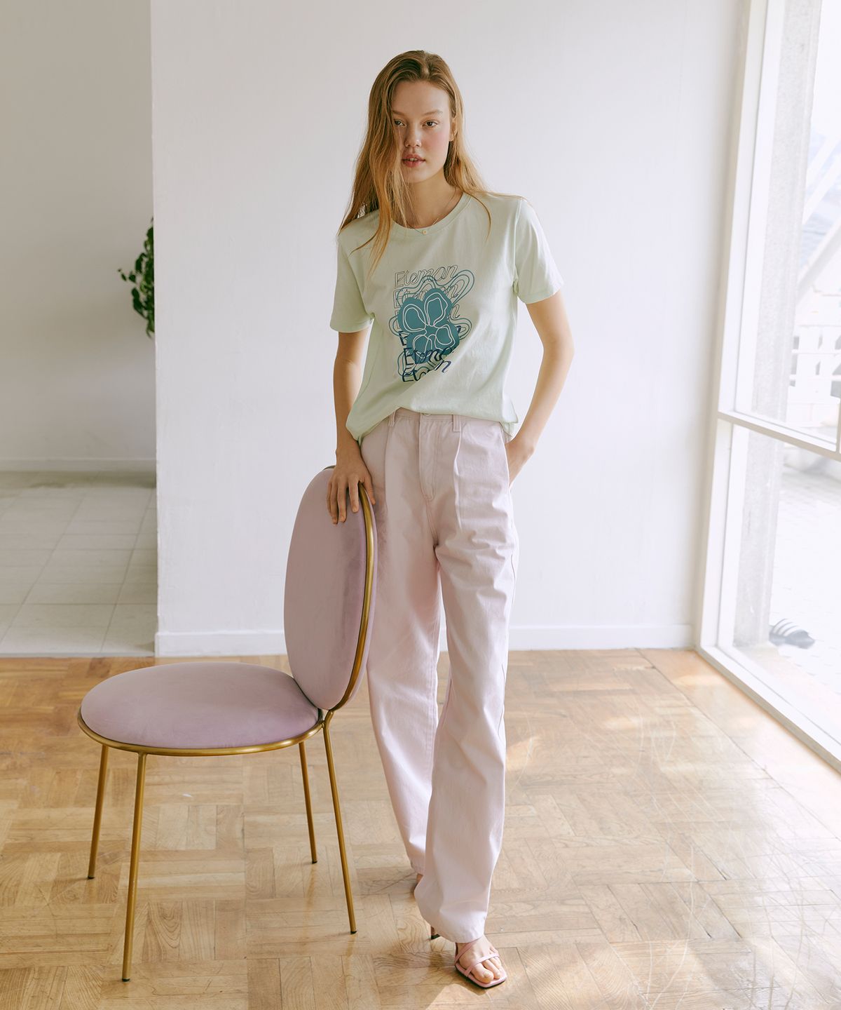 에트몽(ETMON) Marble Flower T-shirt  Mint