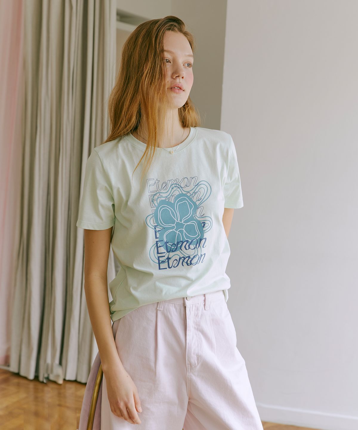 에트몽(ETMON) Marble Flower T-shirt  Mint