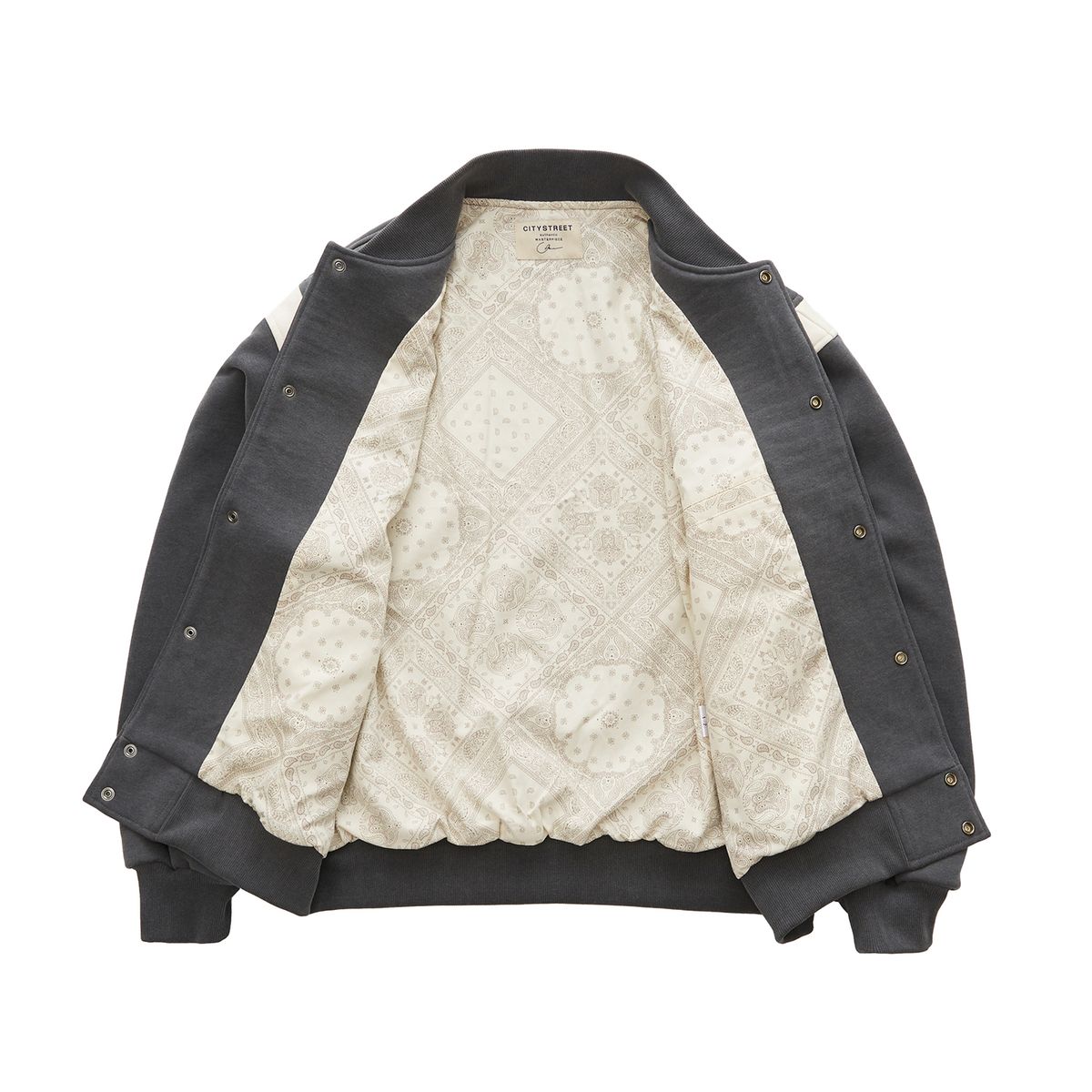 시티스트리트(CITY STREET) VINTAGE HEAVY COTTON VARSITY JACKET - GRAY