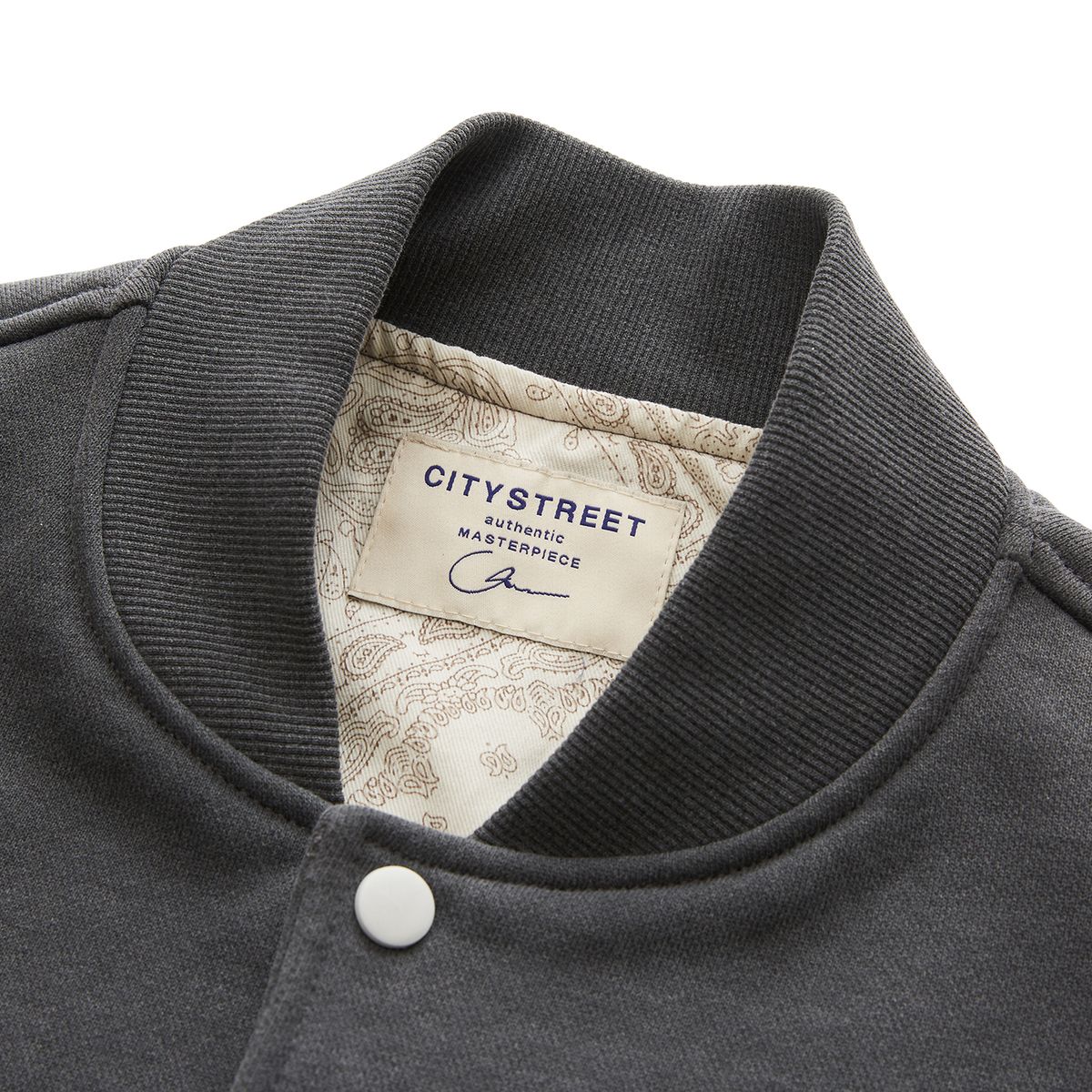 시티스트리트(CITY STREET) VINTAGE HEAVY COTTON VARSITY JACKET - GRAY