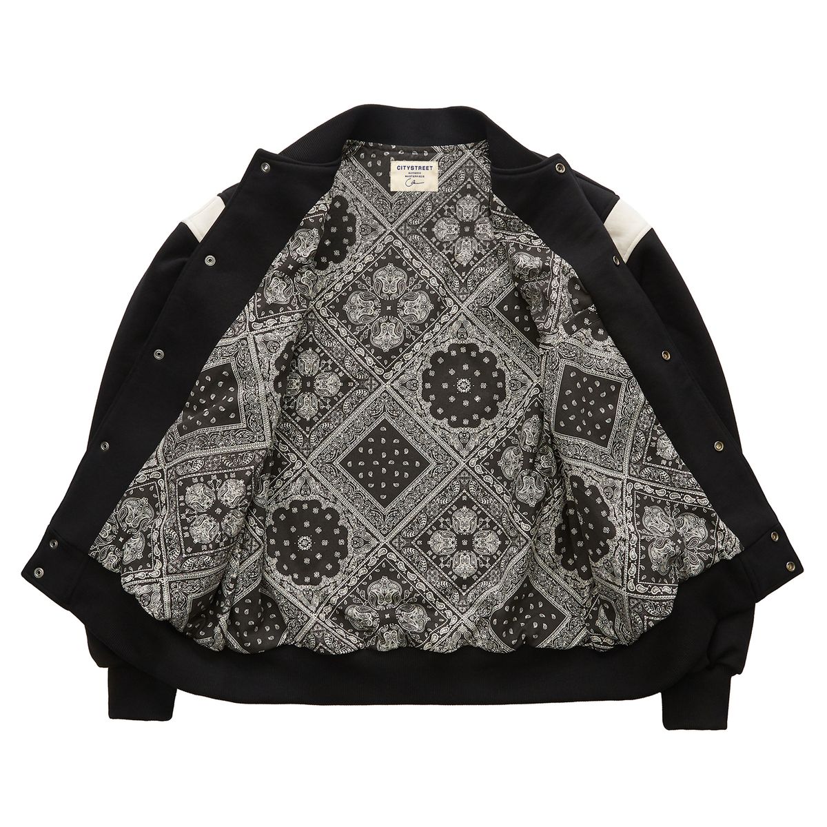 시티스트리트(CITY STREET) VINTAGE HEAVY COTTON VARSITY JACKET - BLACK