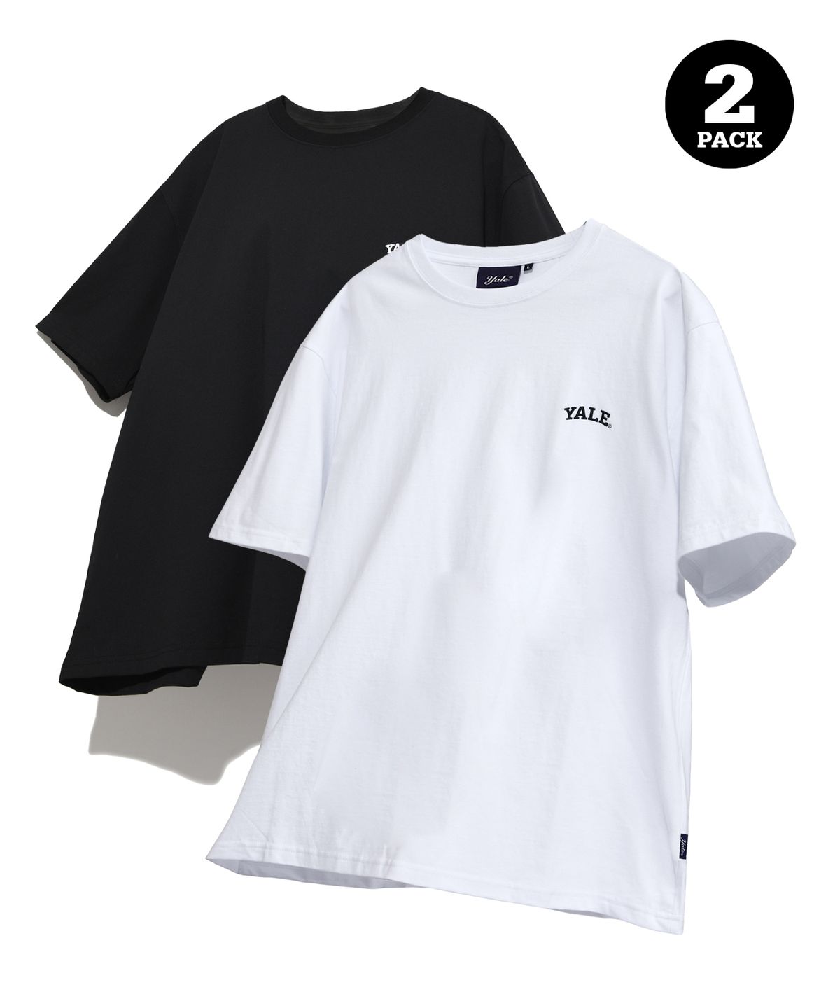 예일(YALE) [16수 코마사] 2PACK 스몰아치 반팔티셔츠 화이트/블랙