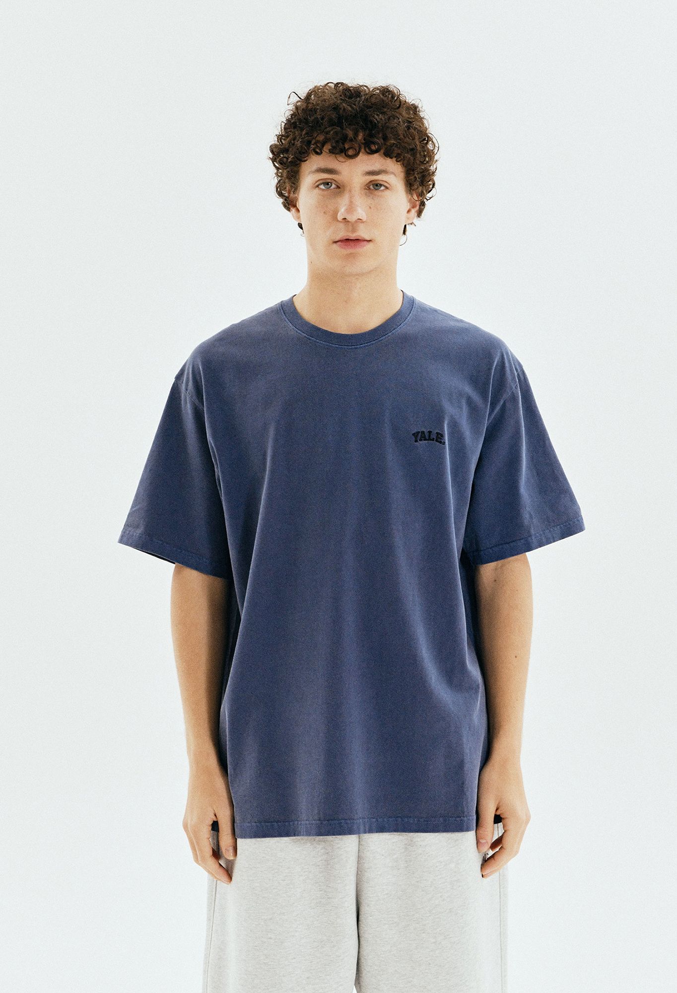 ☆YALE☆ 16-count COMASA 2PACK SMALL ARCH TSHIRT WHITE NAVY MUSINSA | YALE [16-count Comasa] 2PACK Small Arch Short