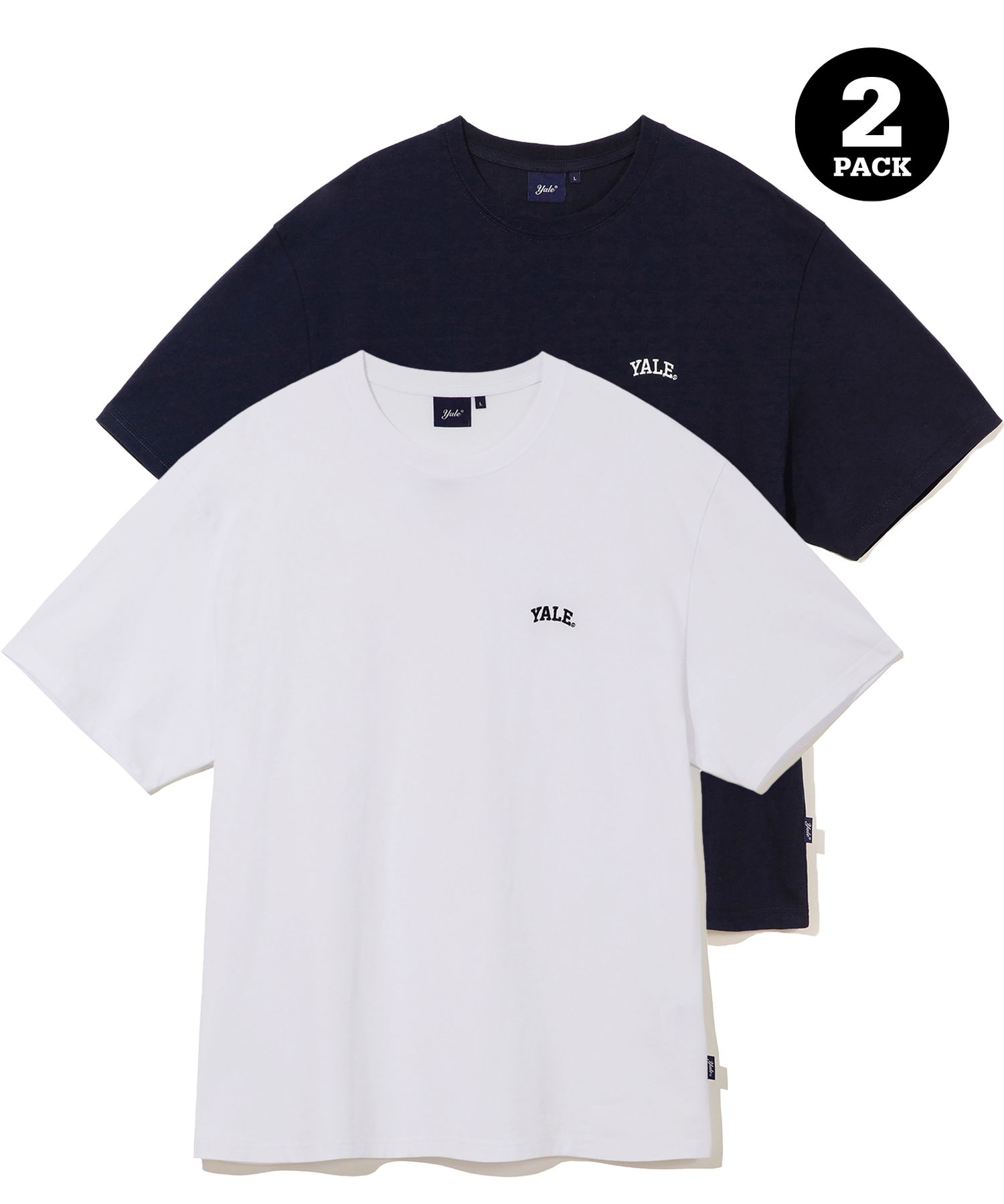 ☆YALE☆ 16-count COMASA 2PACK SMALL ARCH TSHIRT WHITE LIGHT MUSINSA | YALE [16 count Comasa] 2PACK Small Arch Short