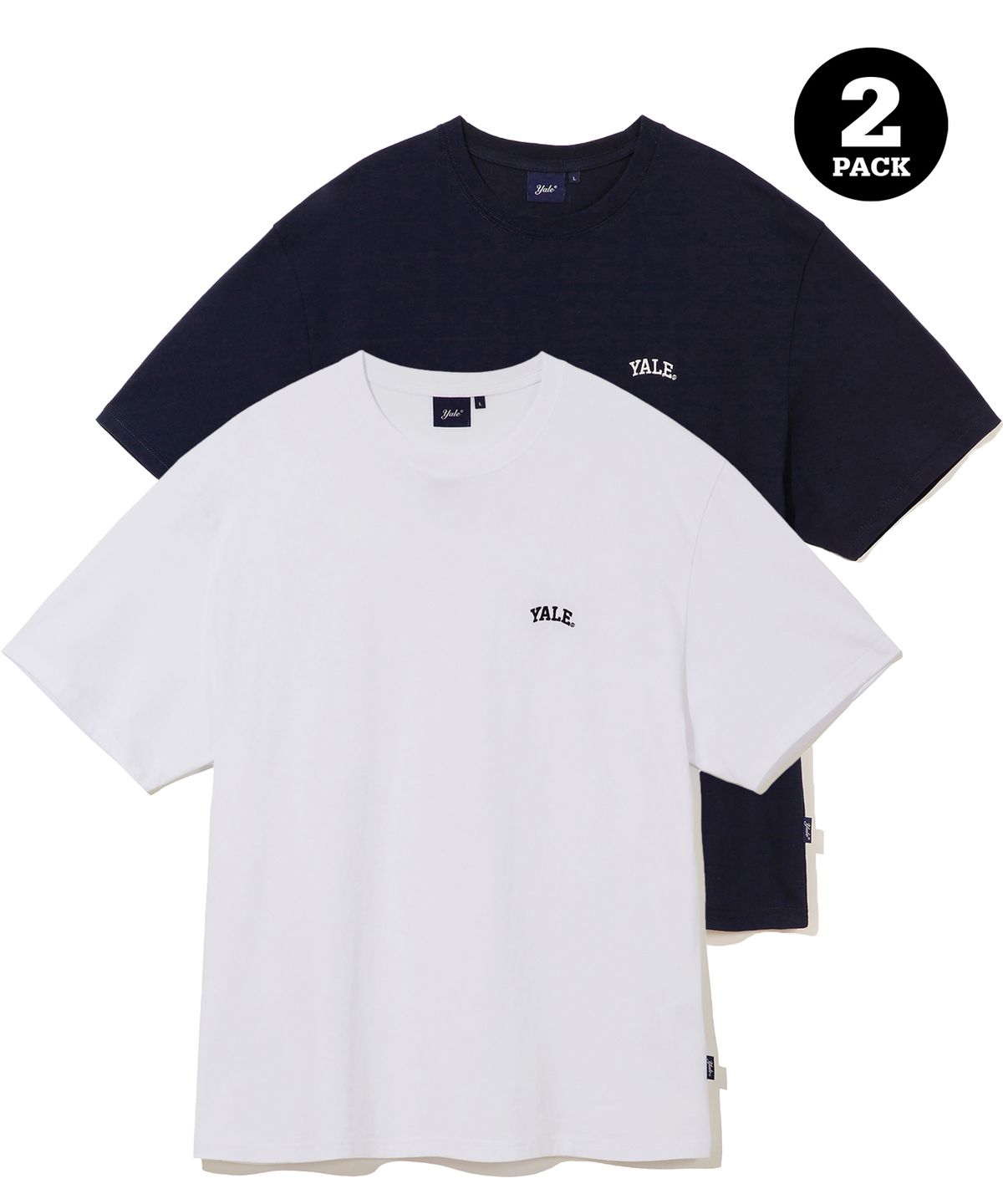 예일(YALE) [16수 코마사] 2PACK 스몰아치 반팔티셔츠 화이트/네이비