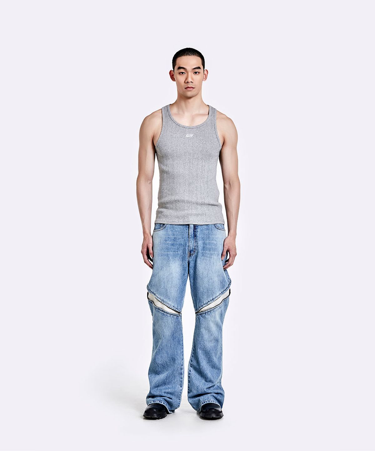 51퍼센트(51PERCENT) Irregular Logo embroidery Logo Sleeveless - GREY