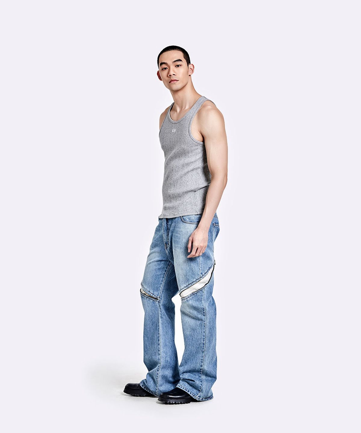 51퍼센트(51PERCENT) Irregular Logo embroidery Logo Sleeveless - GREY